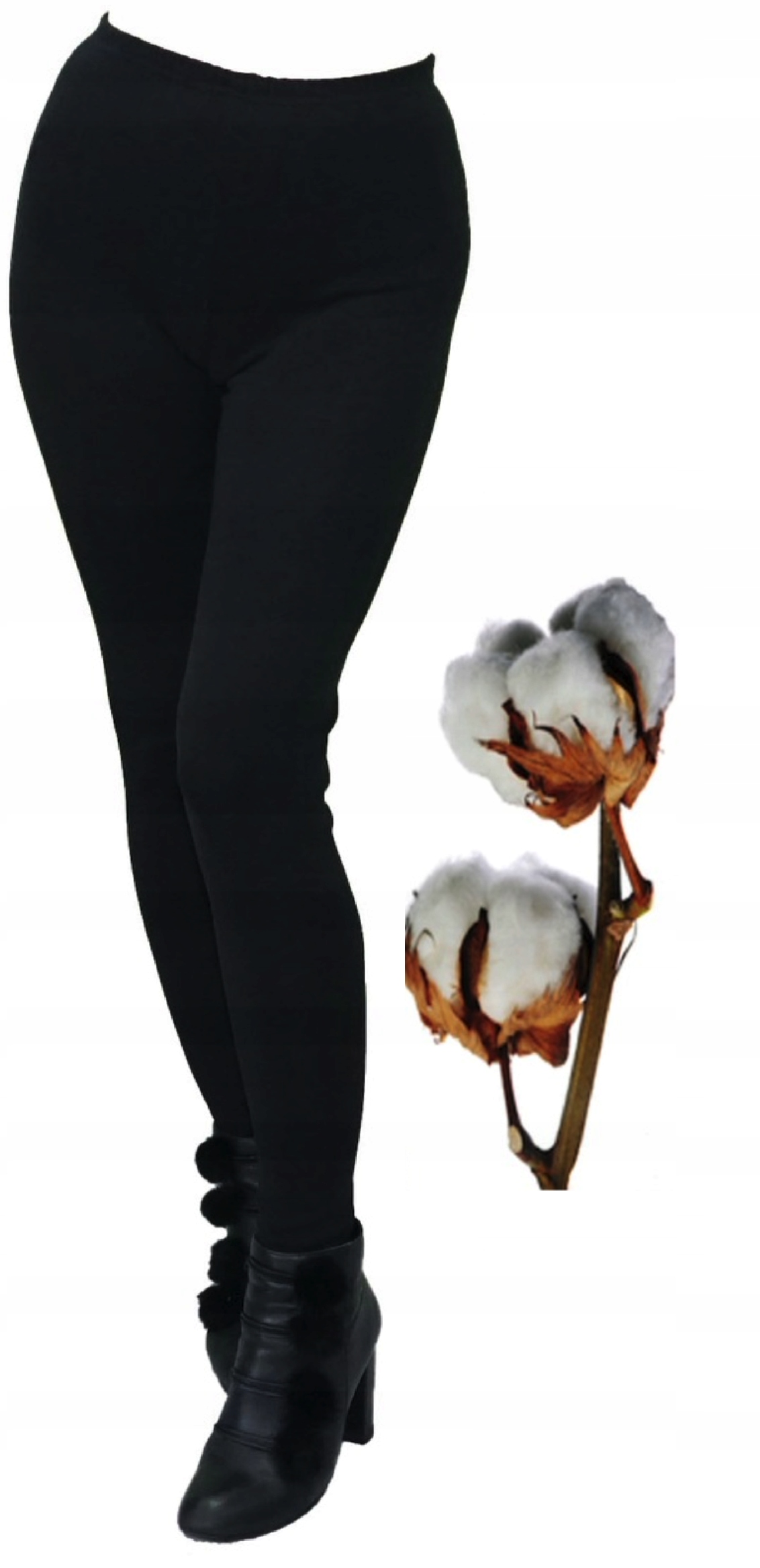 

legginsy damskie długie ciepłe czarne S