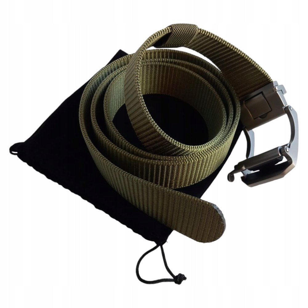 Pasek męski nylonowy zielony sz. 3,5 cm dł. 130 cm