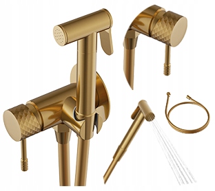 Zlatá bidetová podomietková batéria Glami, slúchadlá, hadica, čistič bidetu
