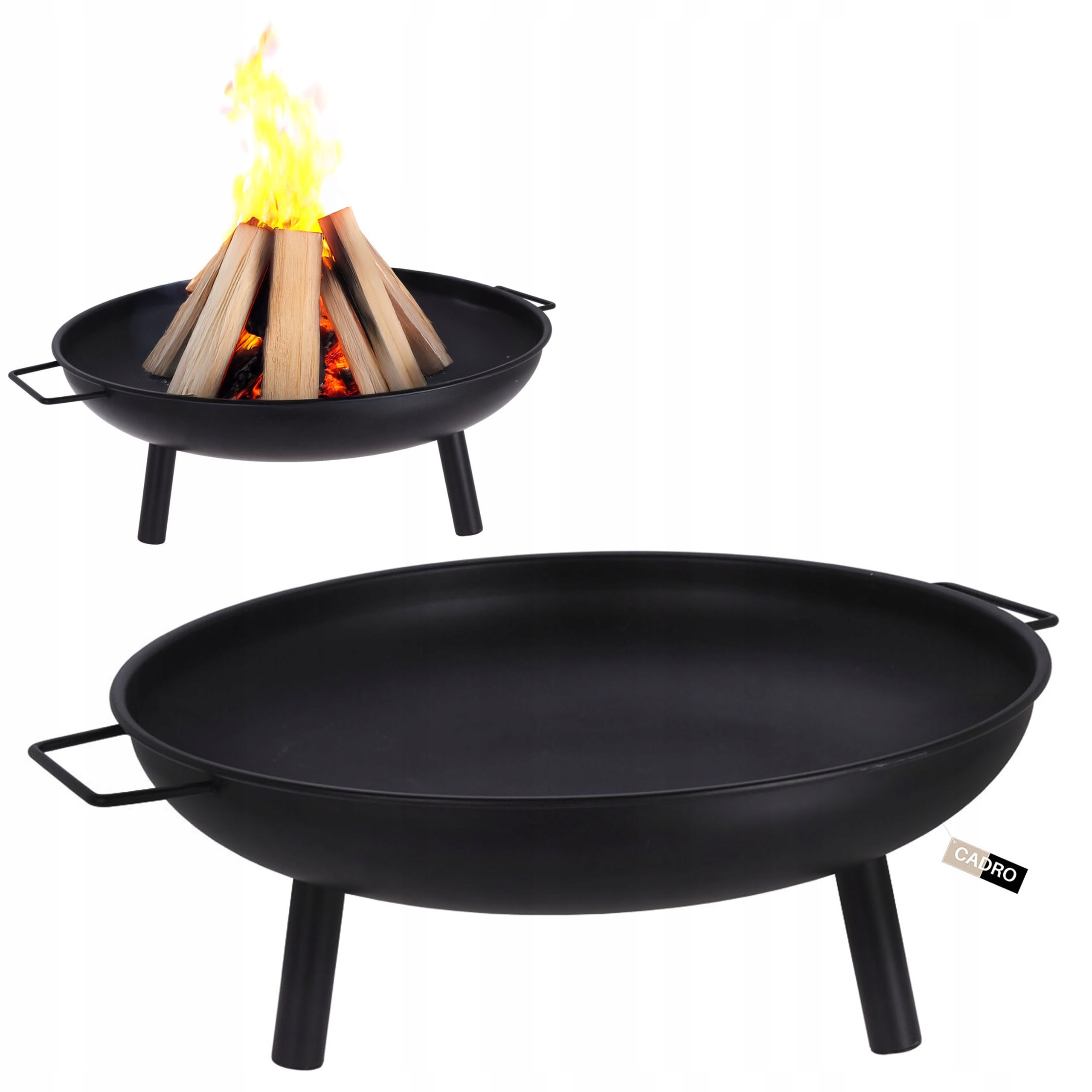 Palenisko ogrodowe metalowe do ogniska grilla kociołka czarne 58x23 cm