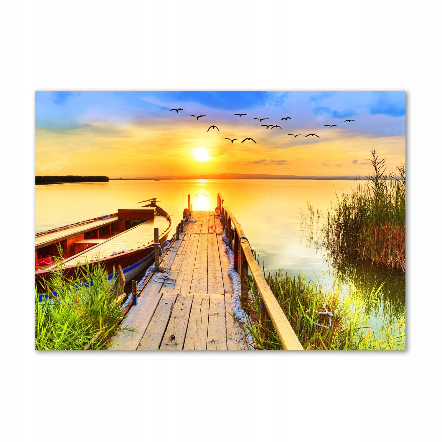 

Foto obraz szkło hartowane Łódka i molo 100x70