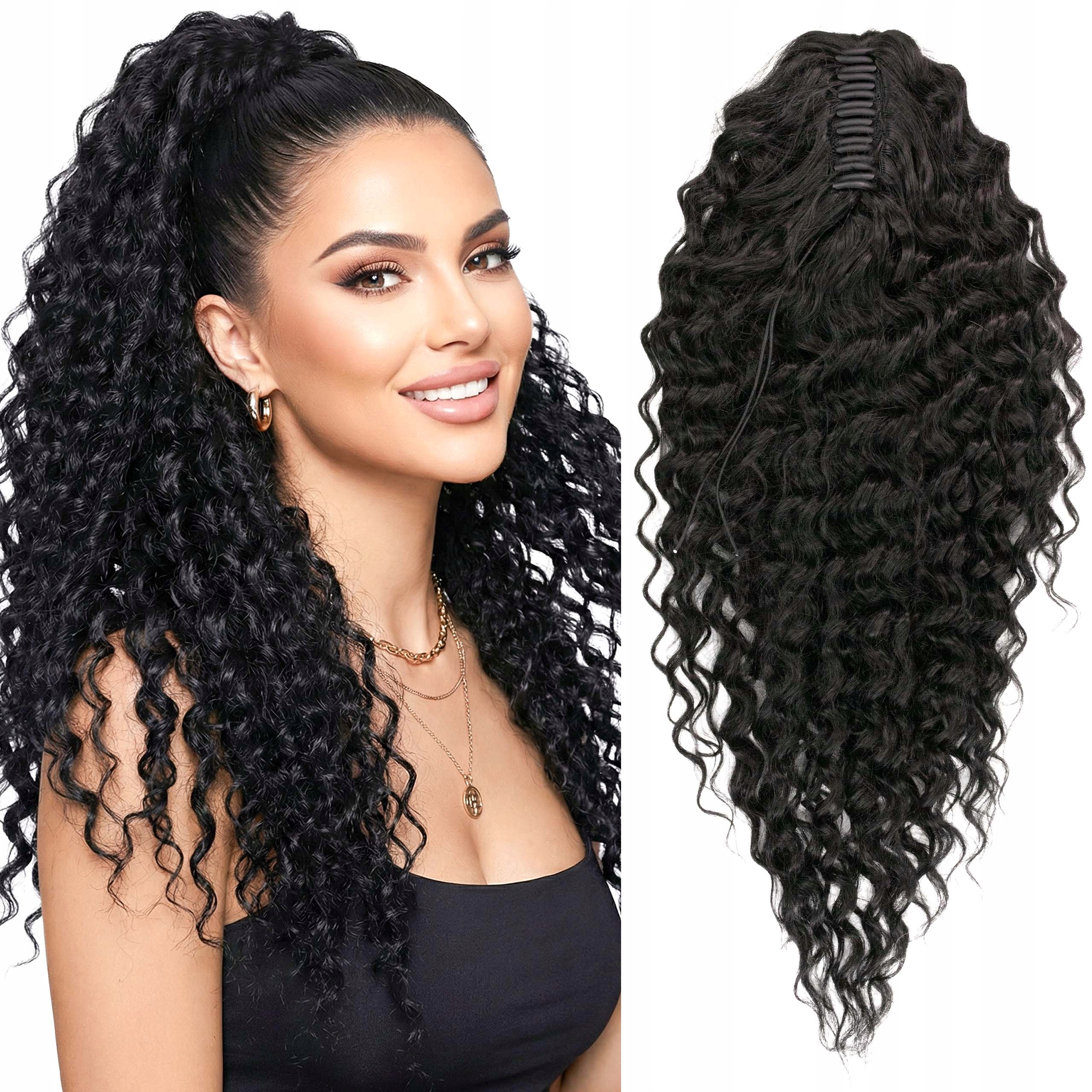 Afro krab kucyk na klamrze włosy syntetyczne sztuczne Hanna 60cm czarny