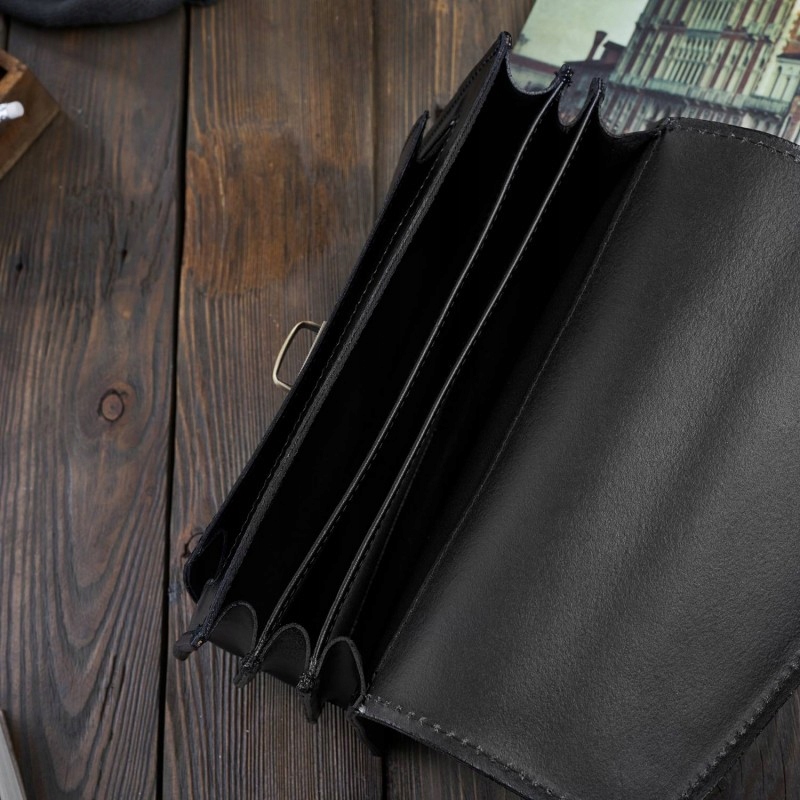 KLASYCZNA STYLOWA SKÓRZANA TOREBKA DAMSKA CZARNA Wysokość uchwytów 4 cm