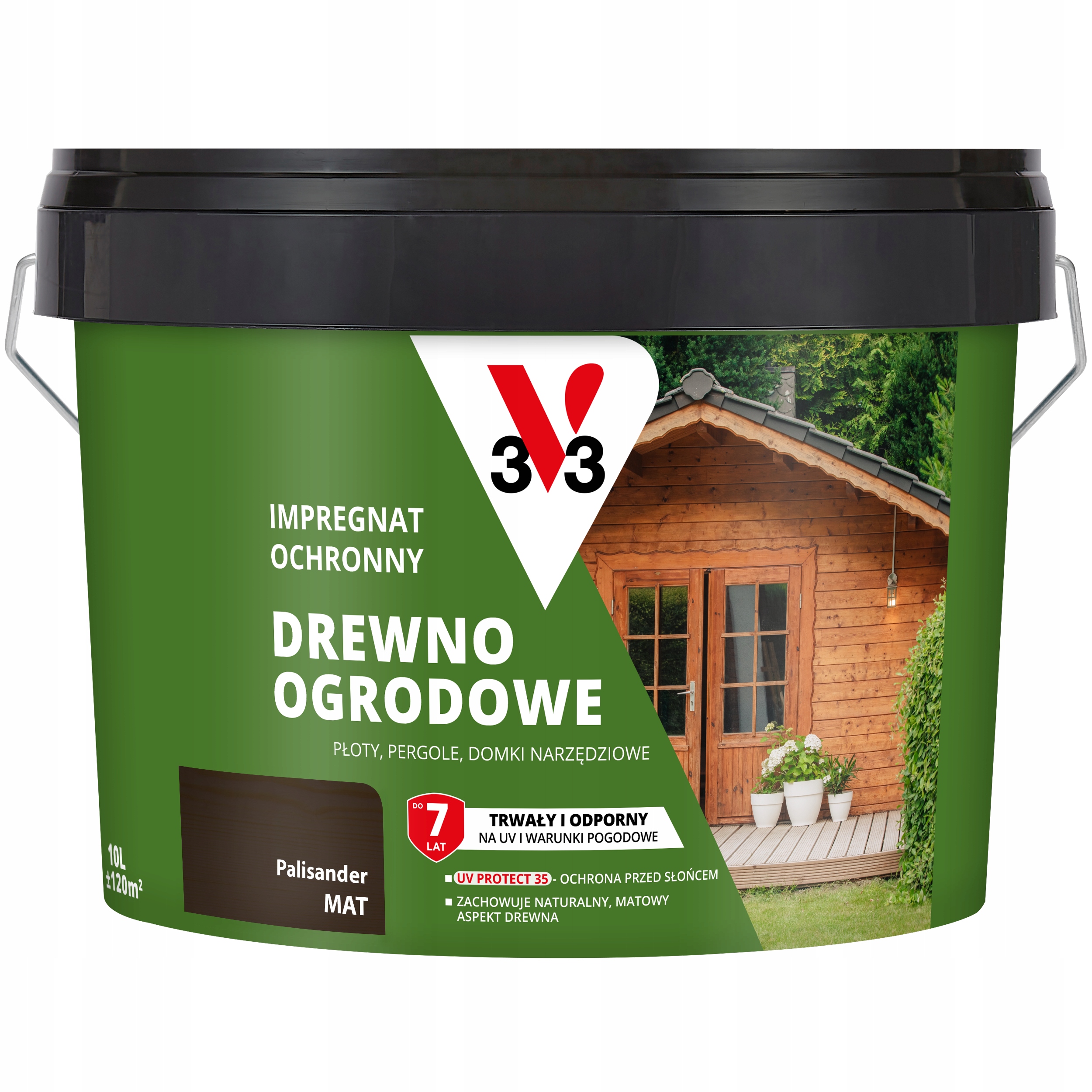 V33 Impregnat Ochronny do Drewna Farba na Zewnątrz na Płot 10l Palisander