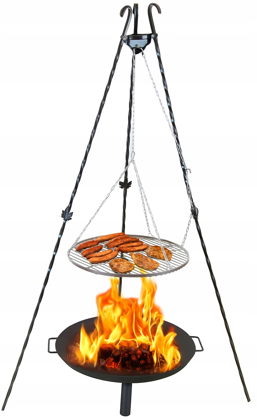 Trójnóg Ogrodowy 187 cm Palenisko Stalowe 70 cm Ruszt Na Grilla 70 cm