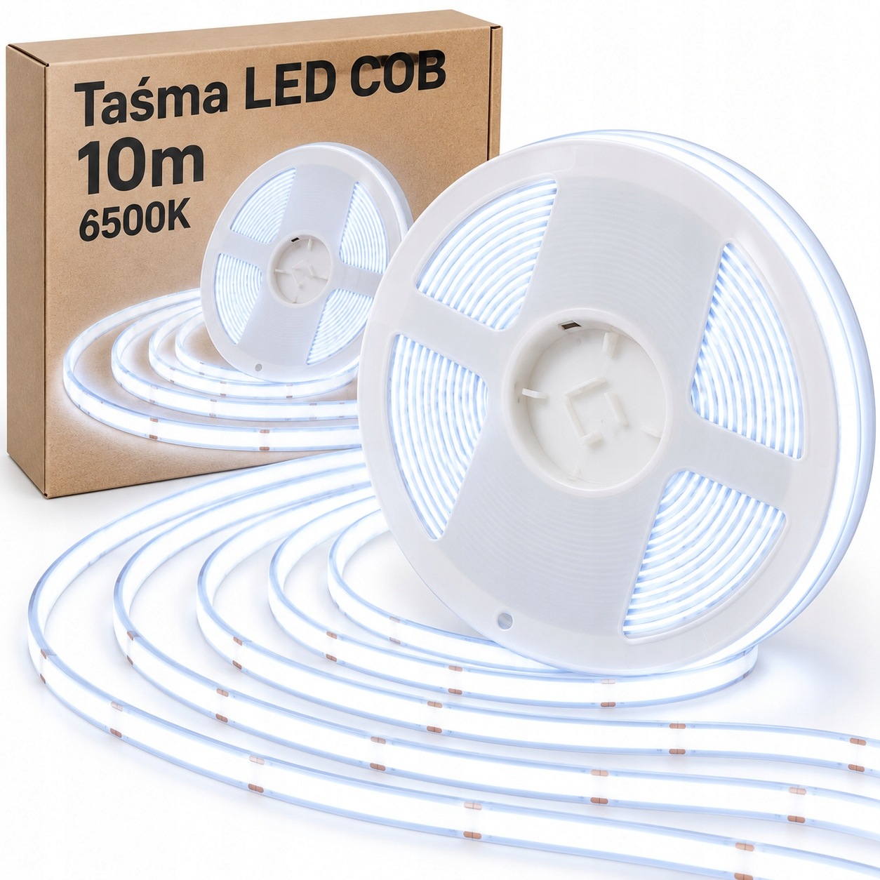 Led páska 10 m Cob 230V 6500K IP20 9W/m 8 mm role pro interiér domu a nábytek