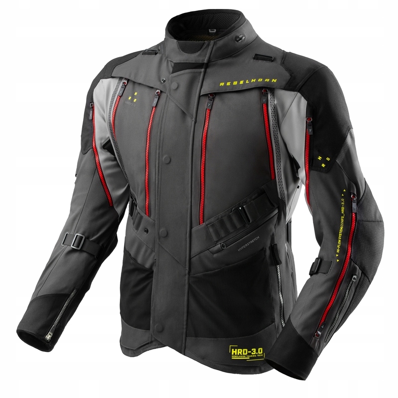 Textilná Motocyklová Bunda Rebelhorn Hardy 3.0 Dark Grey Black Fluo Yello