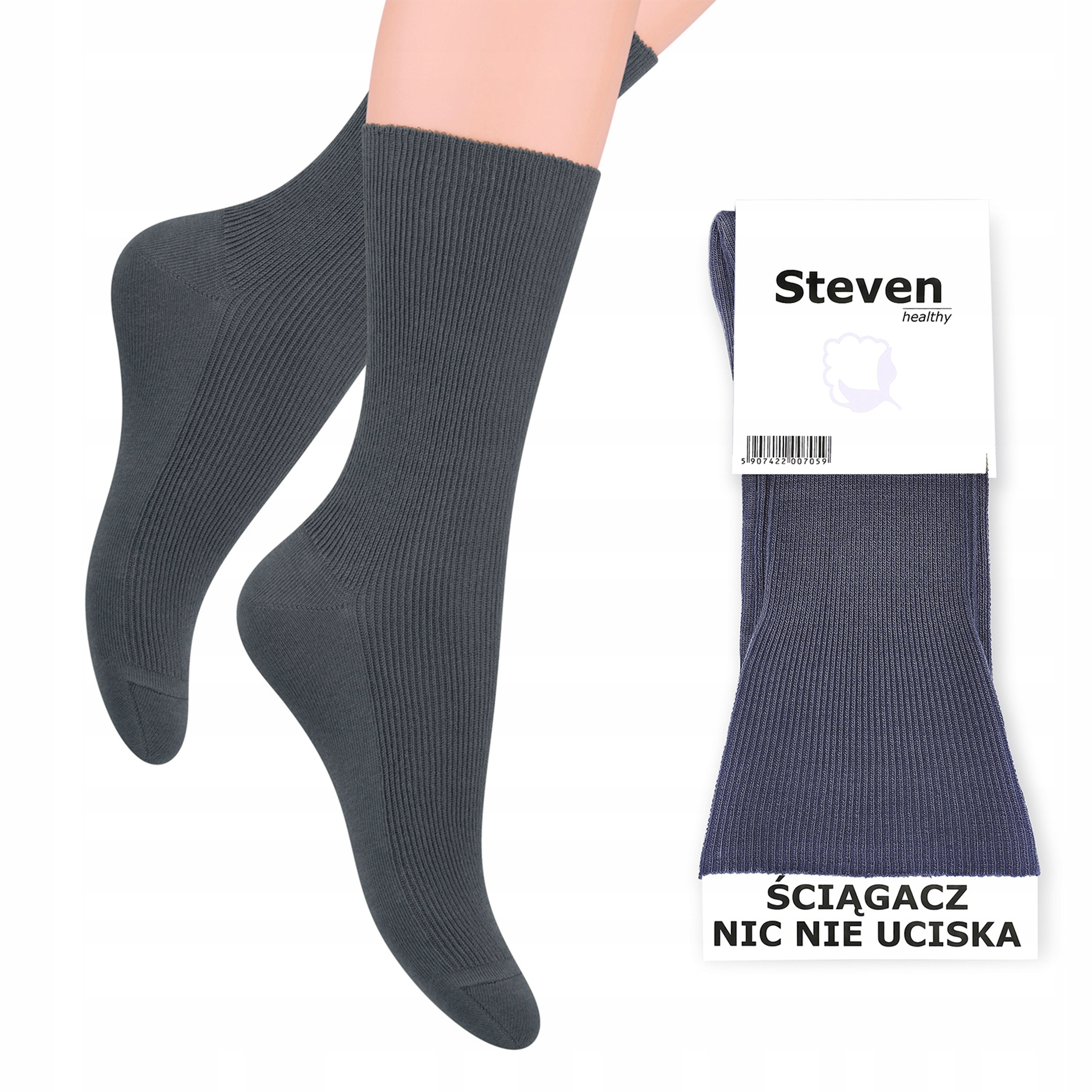 

Skarpety męskie Bezuciskowe szary Steven 43-46