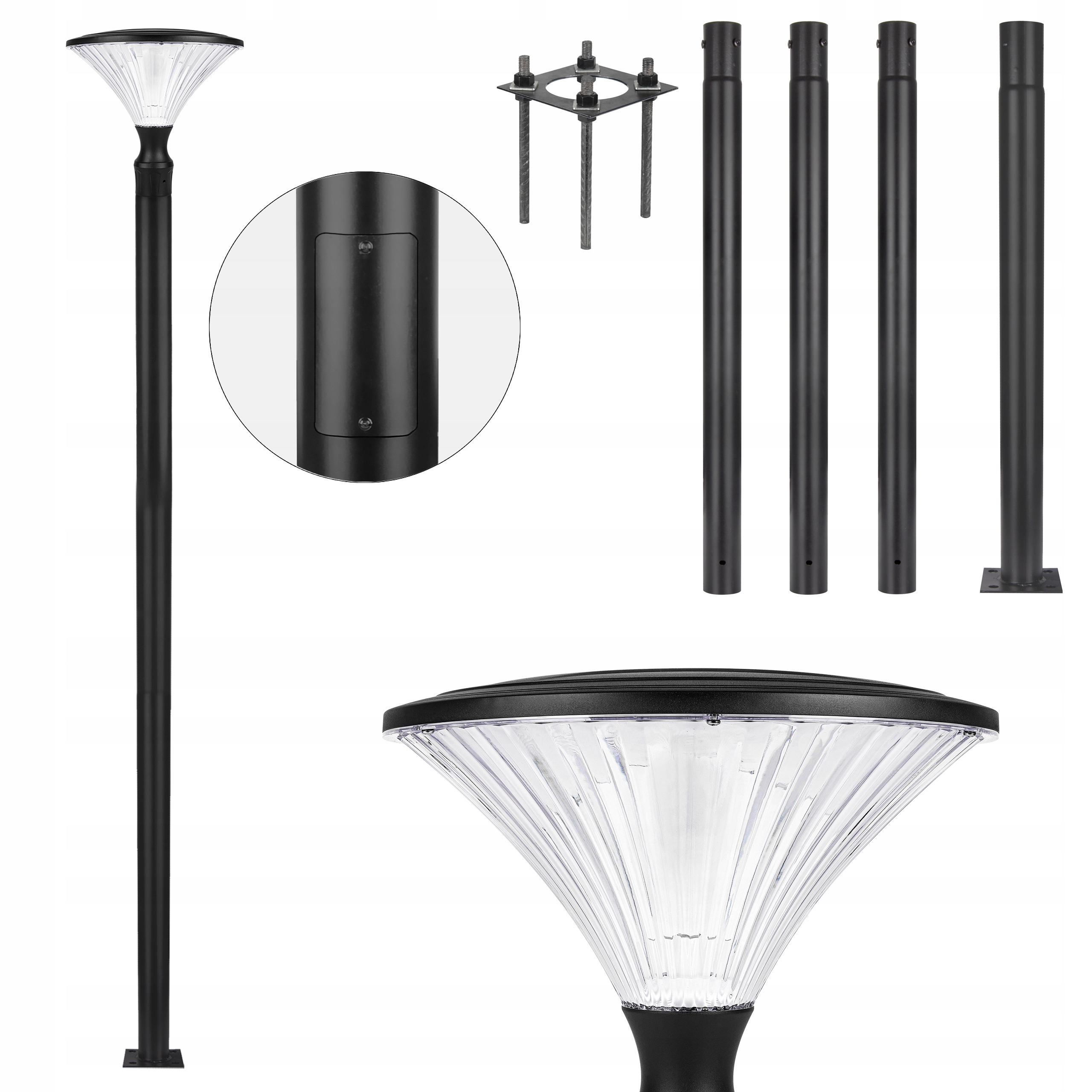 Osvětlovací sloup 3 m 4 m 5 m Pouliční lampa Parková lampa E27 76 mm 15 x 15 cm