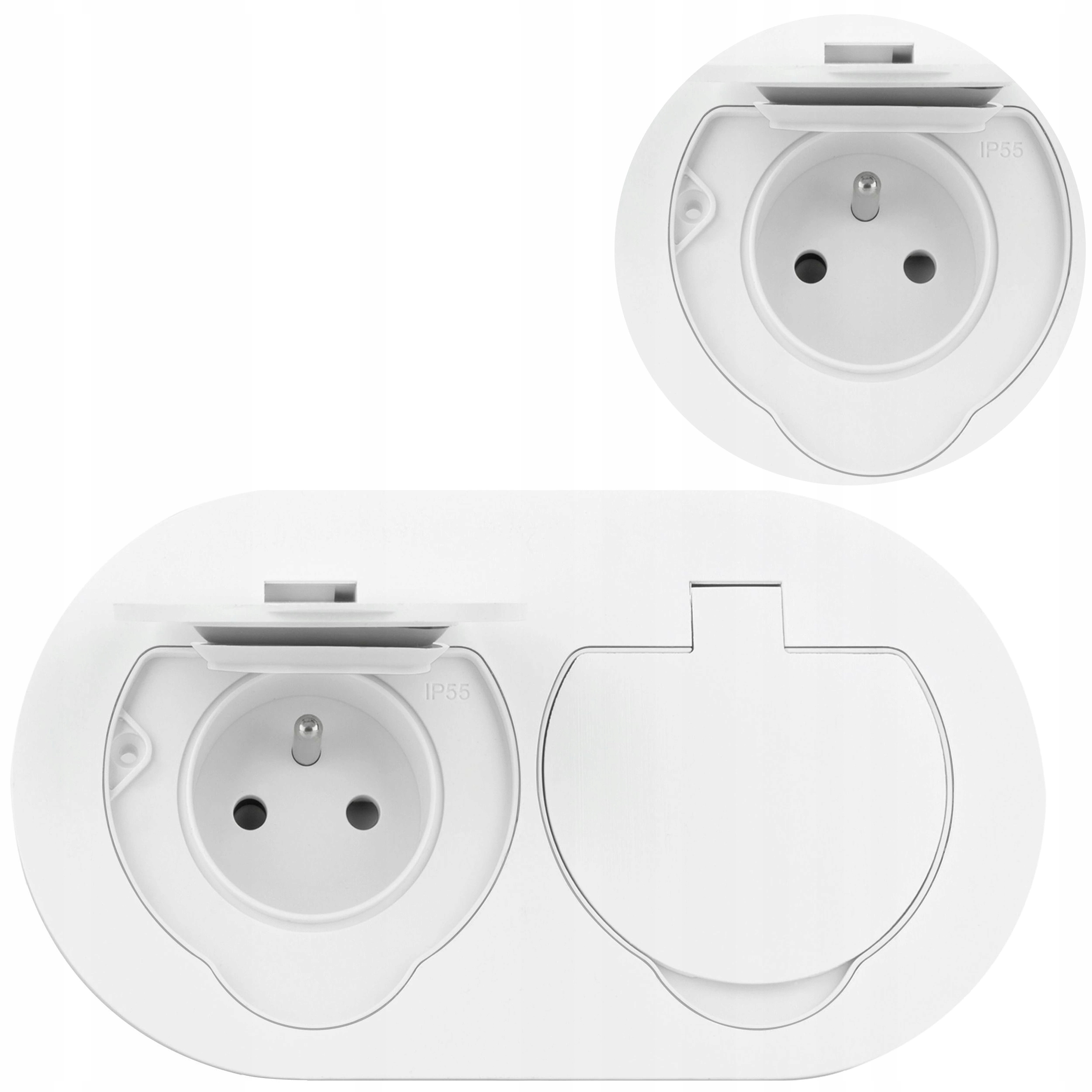 Orno Hermetická Elektrická Zásuvka Dvojitá 2x230V Oválná IP55 Bílá