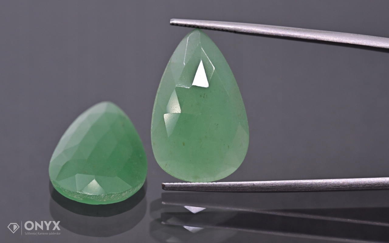 Serpentinit fasetovaná rozeta Para slza 22,5x14,5