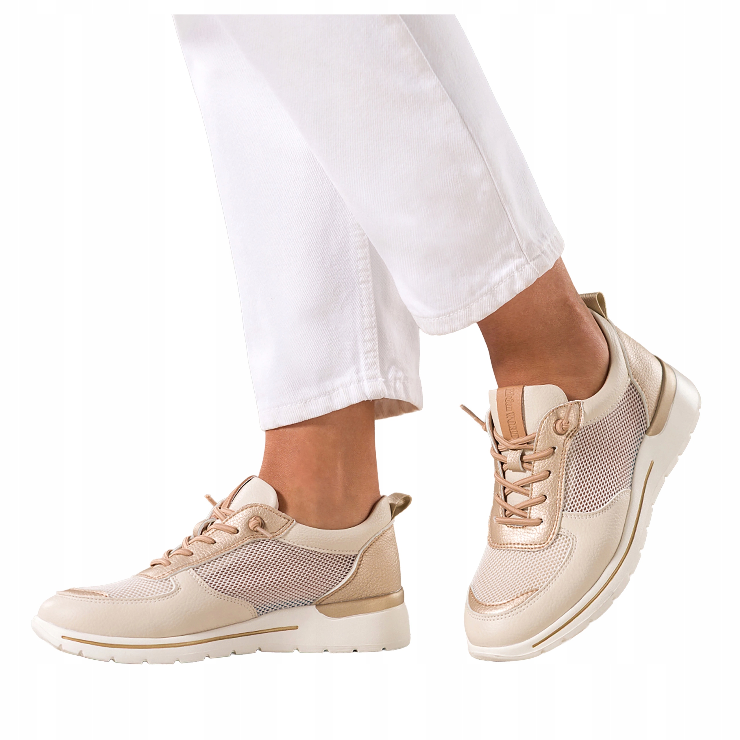 Béžové dámské Sportovní Tenisky se síťkou a šněrovací platformou, velikost 37