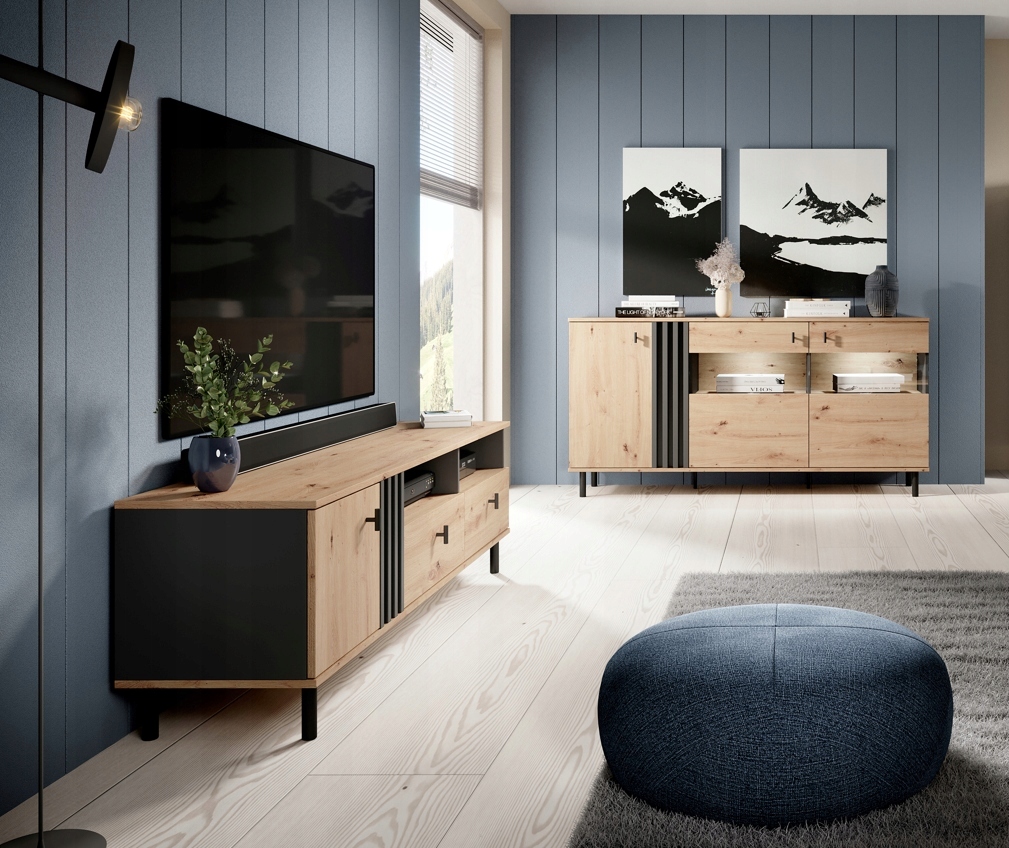 ŁAWA STOLIK LOFT 165 LAMELE MADIS ARTISAN ANTRACYT Typ stolik kawowy