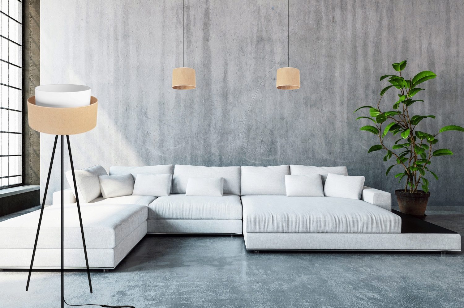 LAMPA PODŁOGOWA STOJĄCA TRÓJNÓG METAL ABAŻUR 45CM Marka Light Home