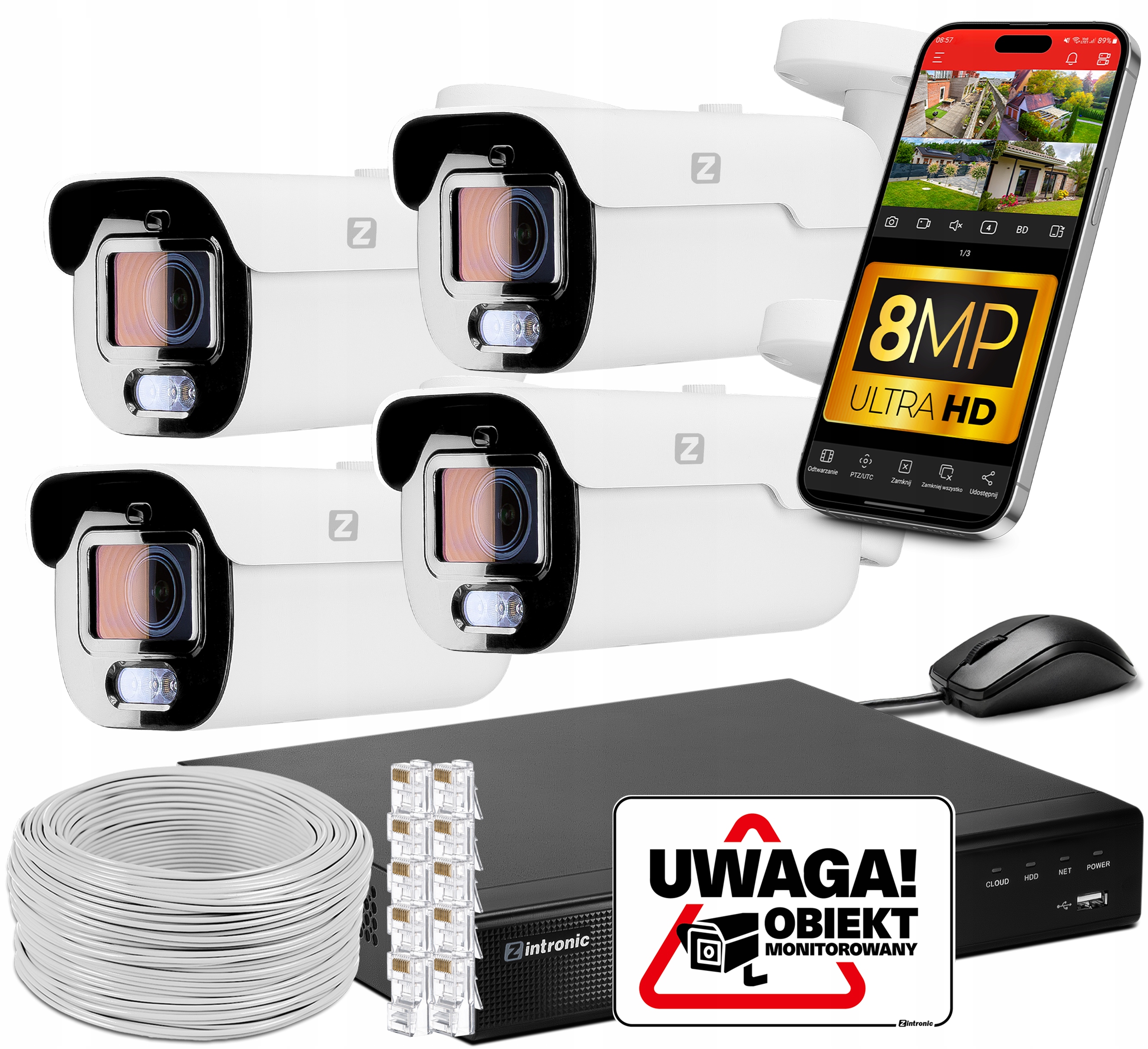 Sada pro Monitorování 4 Ip kamer Poe 8MPx Dual Light Ai motor-zoom Bez Disku