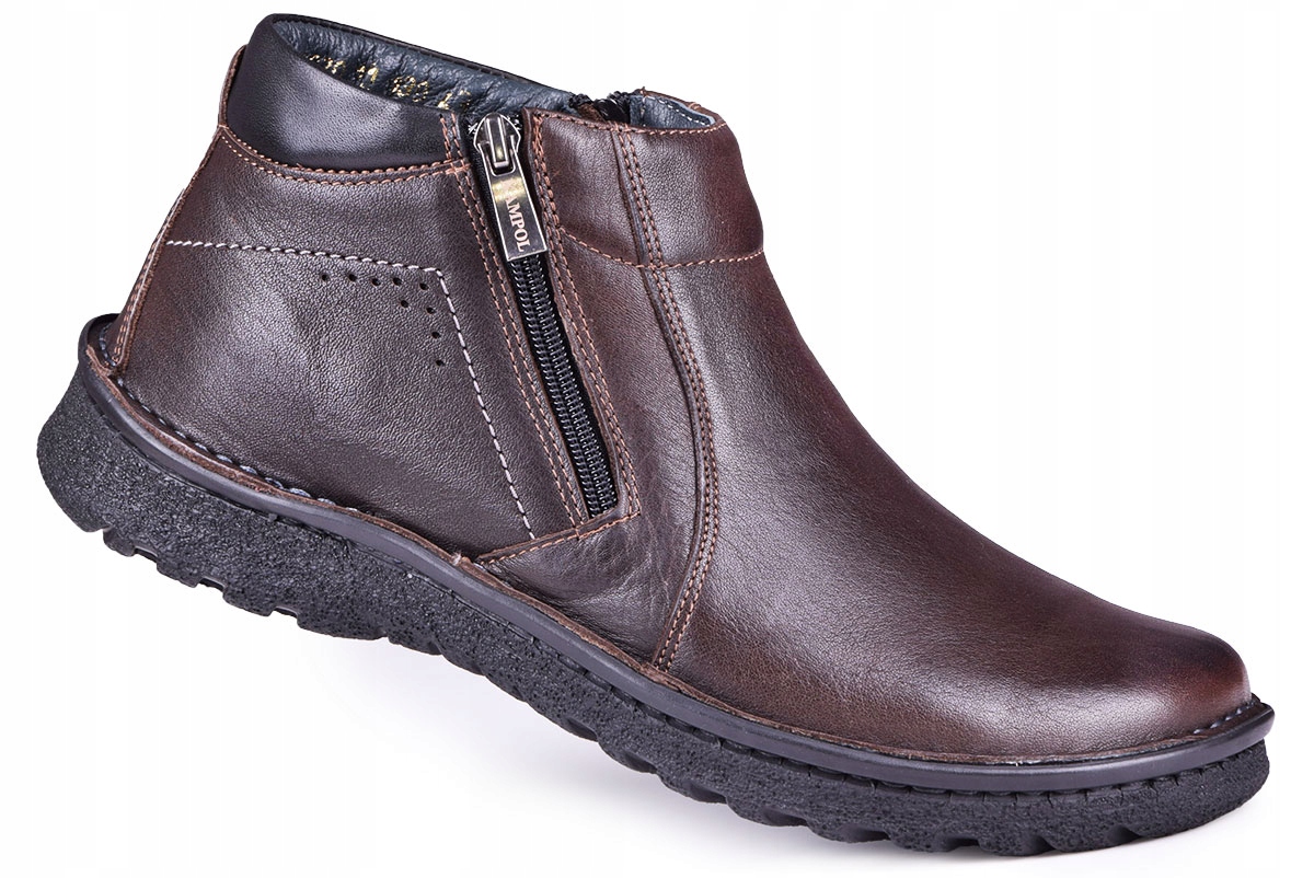 BUTY MESKIE PÓŁBUTY OCIEPLANE ZIMOWE KamPol r.46 Nosek okrągły