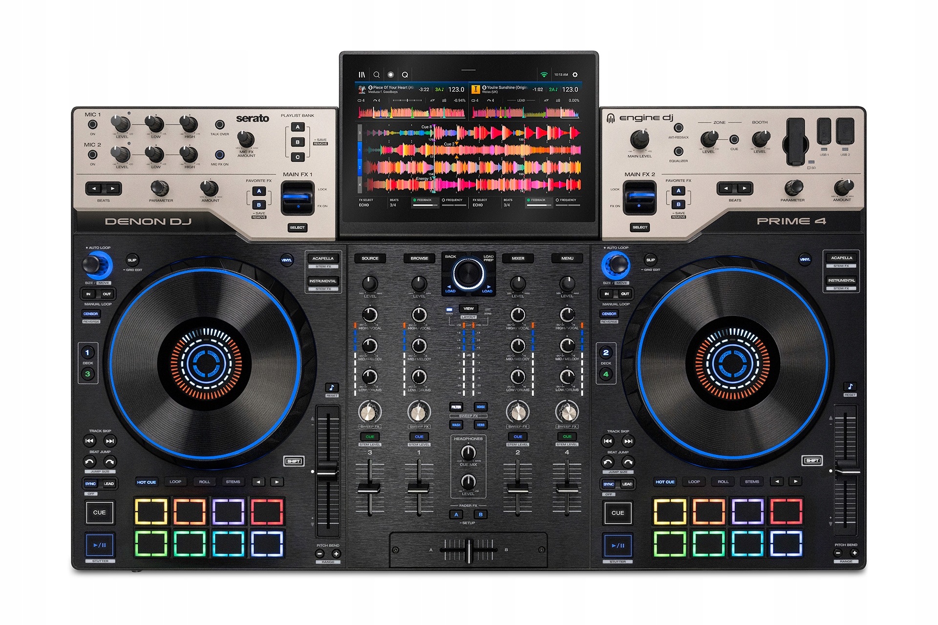 Denon Prime 4 G2 4-kanálový řadič Dj standalone podpora Stems Wifi Usb