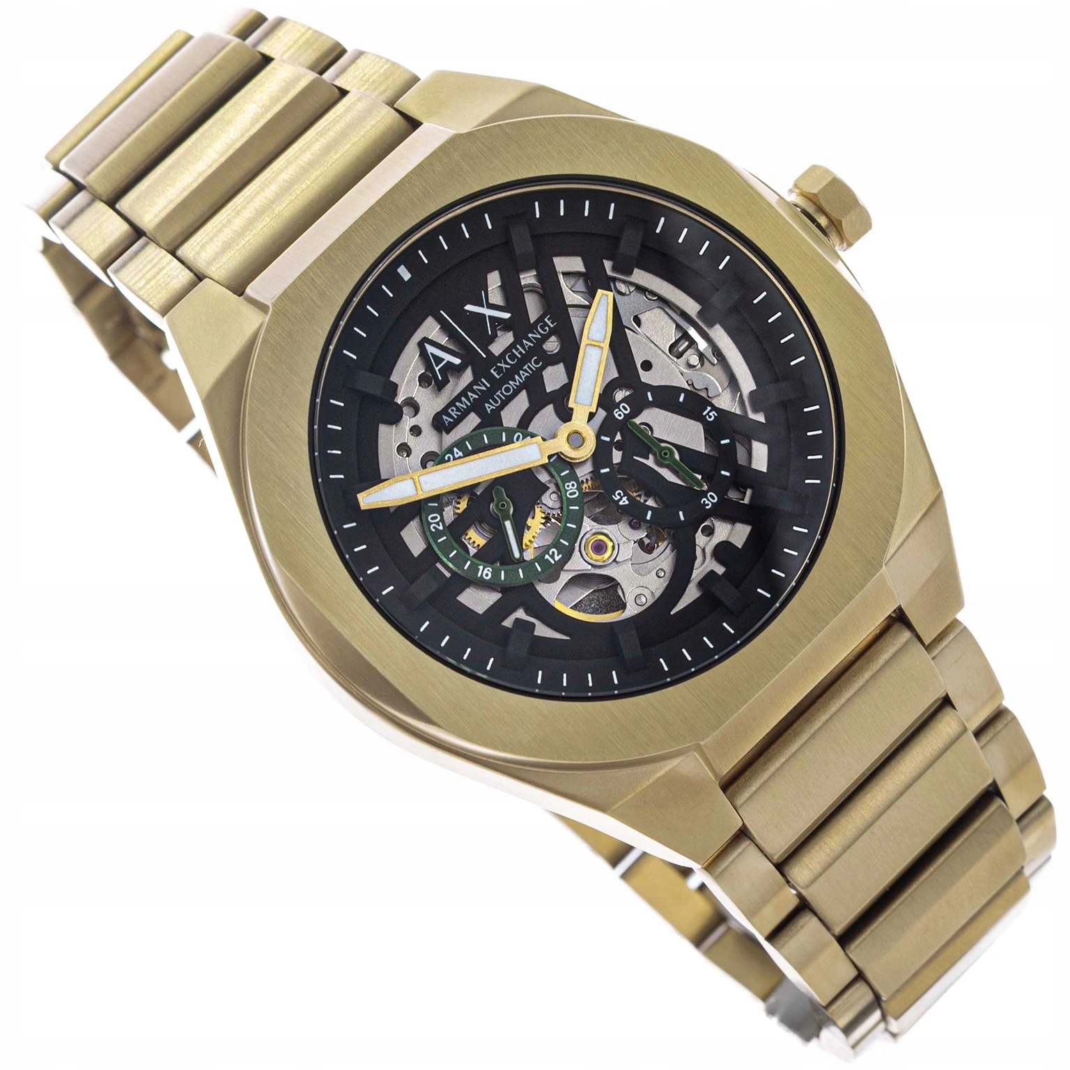 Pánské Hodinky Armani Exchange Sync AX4194 Automatic Zlaté Otevřené Srdce