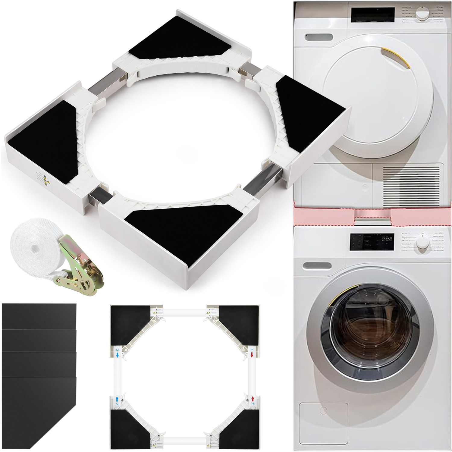 Łącznik Pralki Suszarki Uniwersalny Szerokość 46 Do 66CM Antywibracyjna Pas