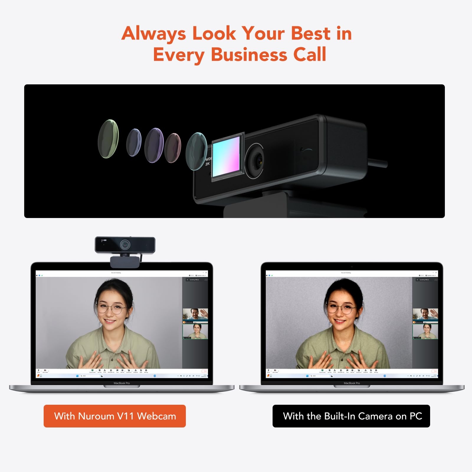 NUROUM Kamera Internetowa Full HD 1080P 60fps USB Dla Mac Laptop — miniatura 3
