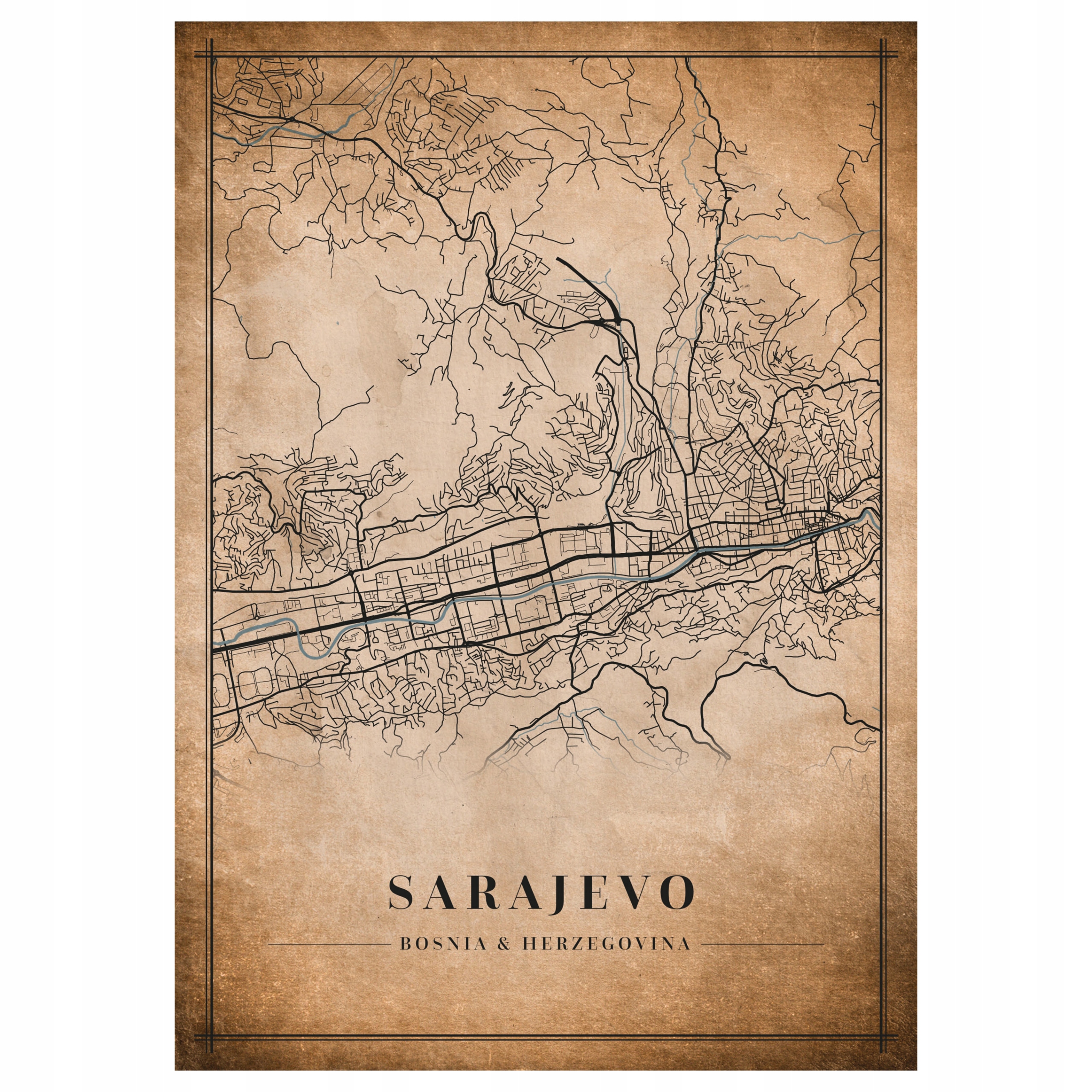 

Plakat Mapa miasta vintage Sarajevo 30x40cm