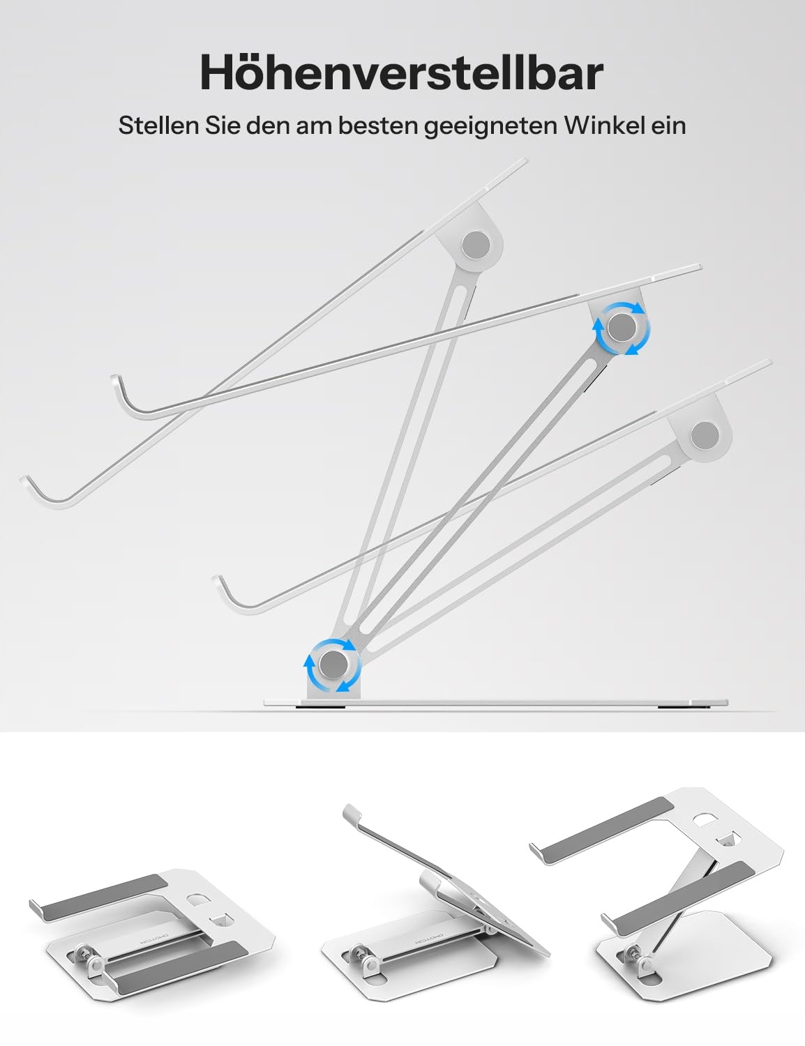 OMOTON REGULOWANY ALUMINIOWY STOJAK NA LAPTOPA MACBOOK SAMSUNG SREBRNY — miniatura 2