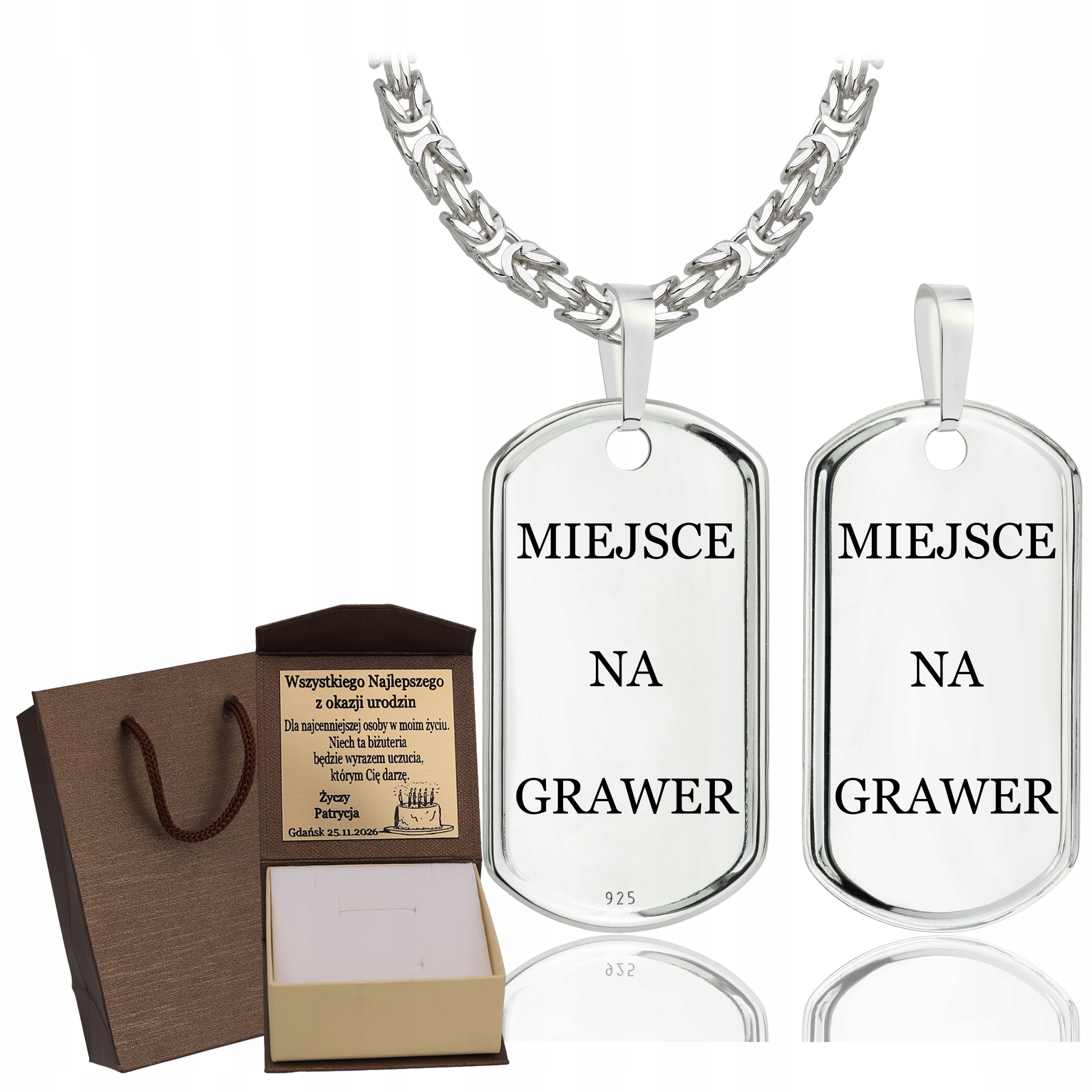 Královský Pánský Řetízek Z Celého Stříbra S Gravírování Ryzost 925