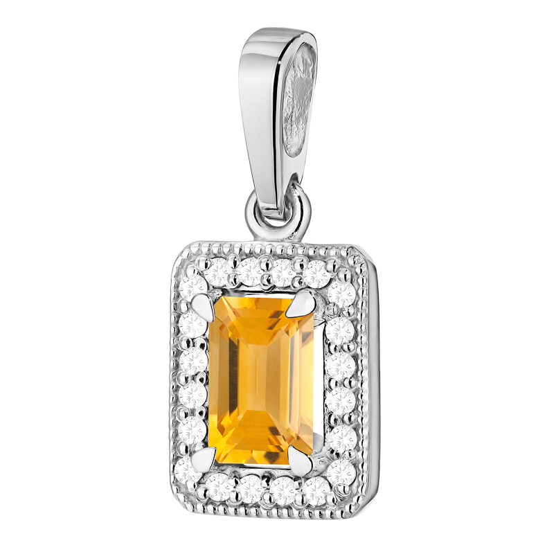 Zlatý Přívěsek Přívěsek pr. 585 s citronem 0,60 ct a brilianty 14k