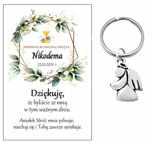 Podziękowanie dla gości breloczek ANIOŁEK NR 56 KOMUNIA PAMIĄTKA PODARUNEK
