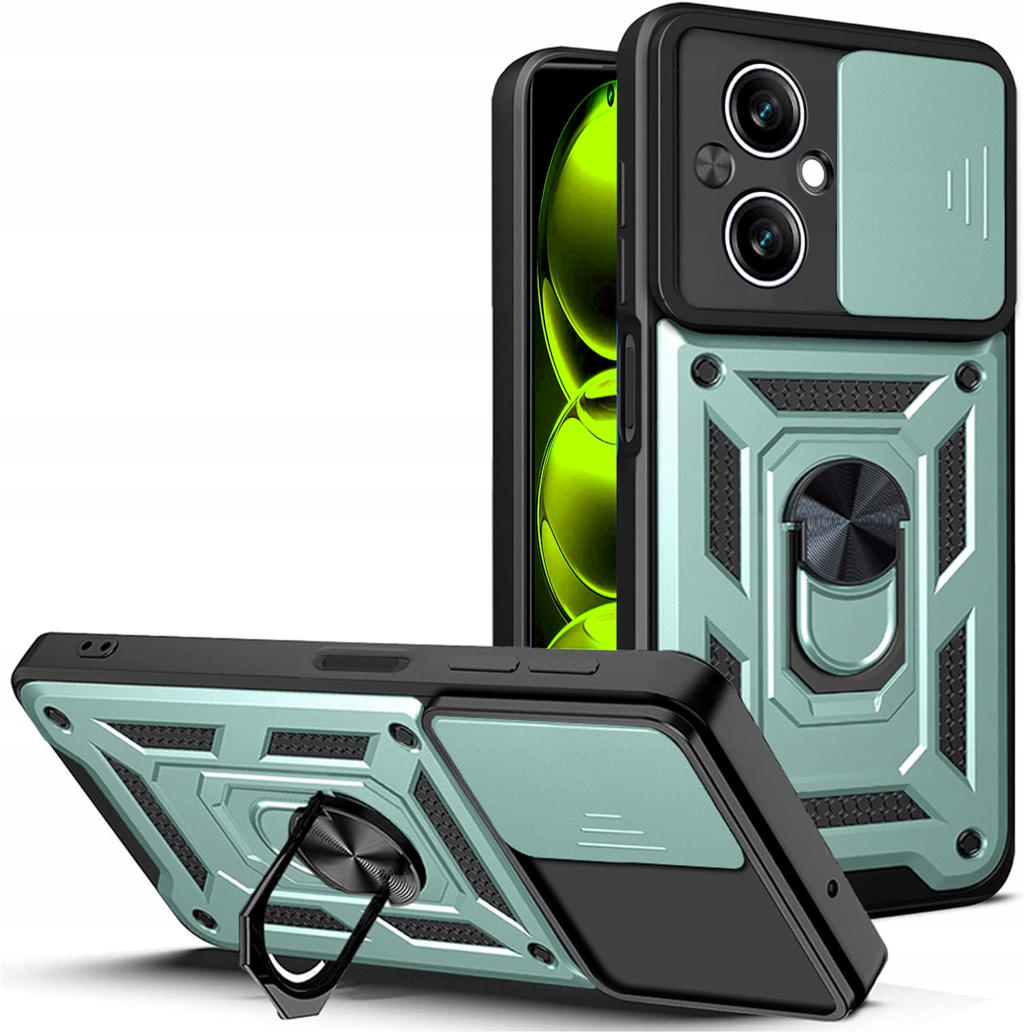 Etui PANCERNE do Realme C67 4G + SZKŁO 9H SLIDE RING CASE OCHRONA APARATU Marka TeleProtector