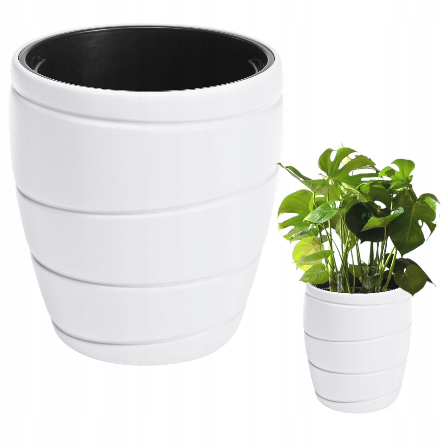 Doniczka Donica Z Wkładem Ogrodowa Duża 40x43 CM Biała Okrągła Plastikowa