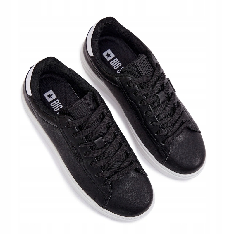 Pánské Tenisky Big Star Šněrovací Eko Kožené, Černé, Velikost 43