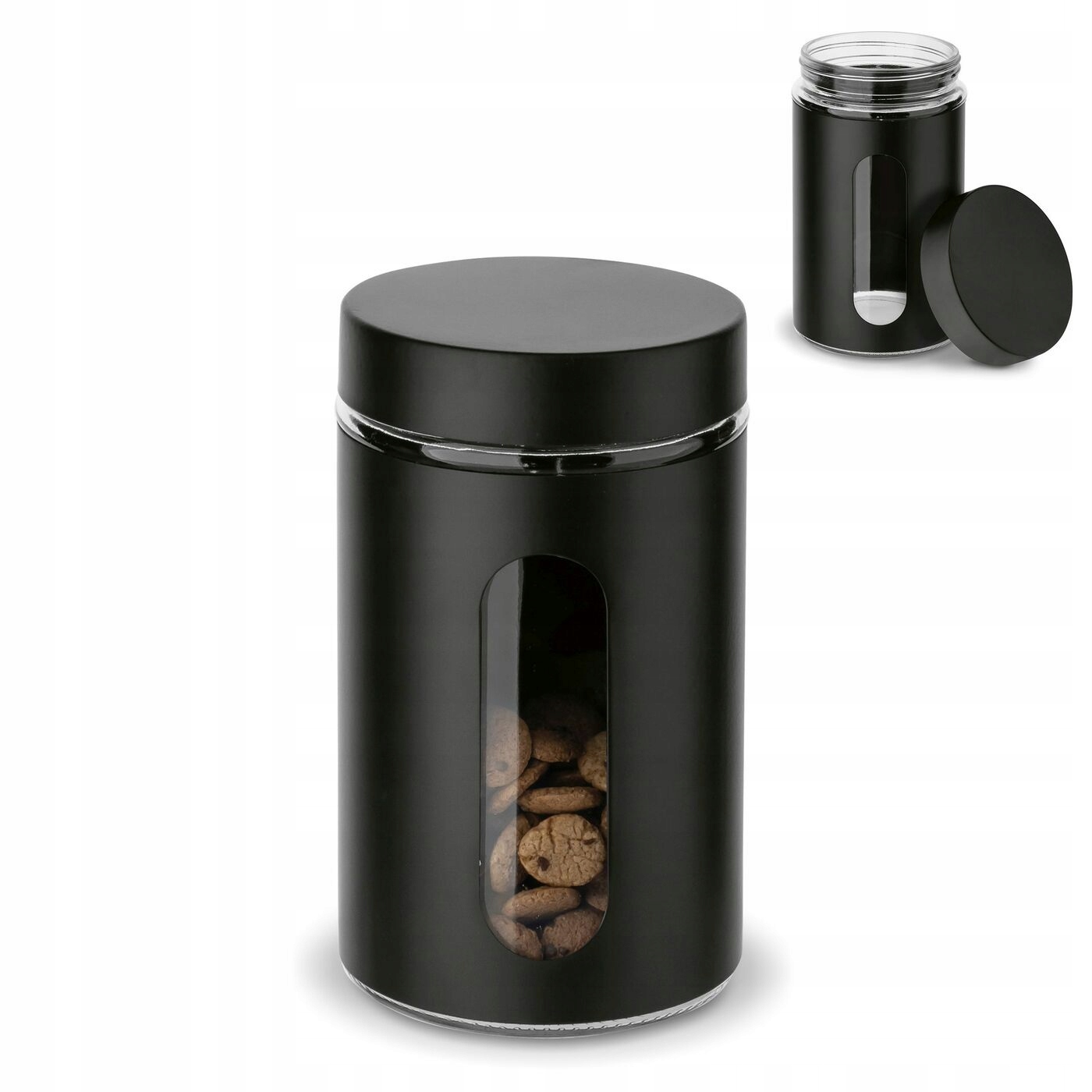 

Czarny Pojemnik Szklany z metalową obudową Tadar