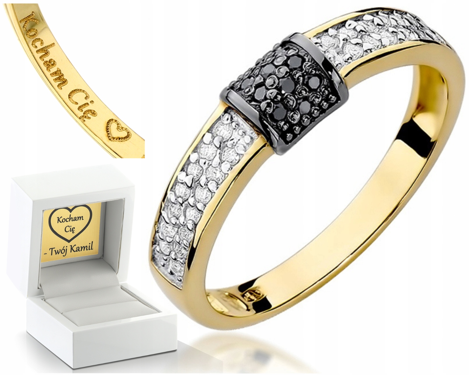 Prstýnek Černé Brilianty 585