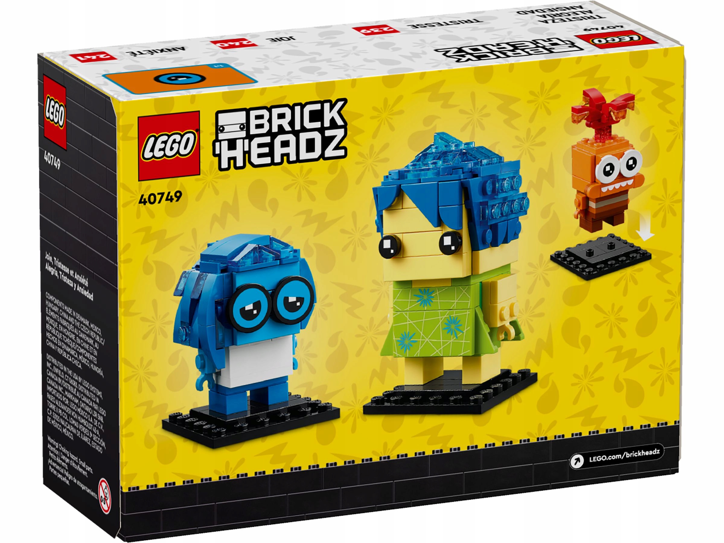LEGO BRICKHEADZ 40749 INSIDE OUT 2 RADOŚĆ, SMUTEK I STRACH 10+ EAN (GTIN) 5702017652894