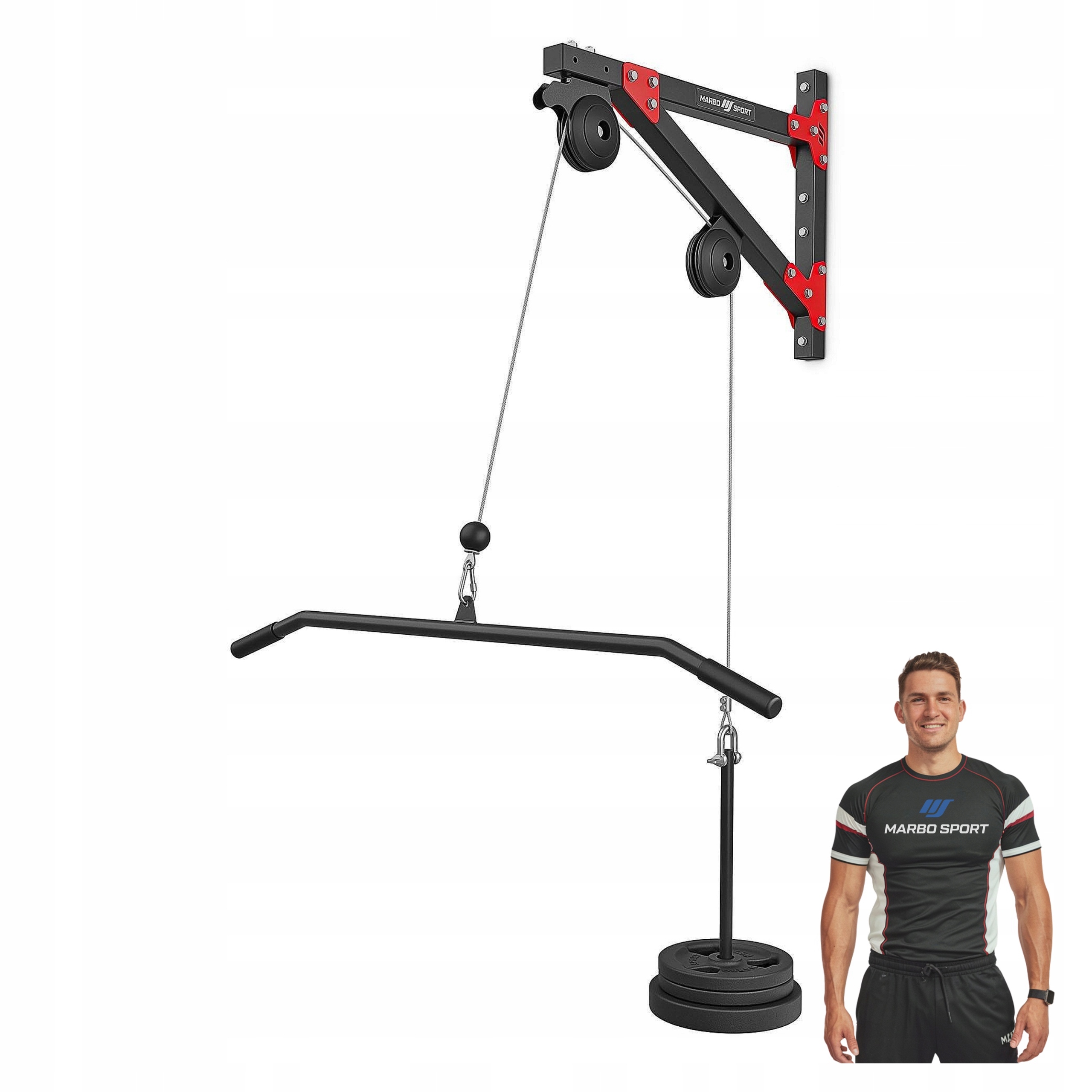 Závěsná Posilovací Kladka Marbo ke zdi cvičení trénink zad posilovna s úchytem