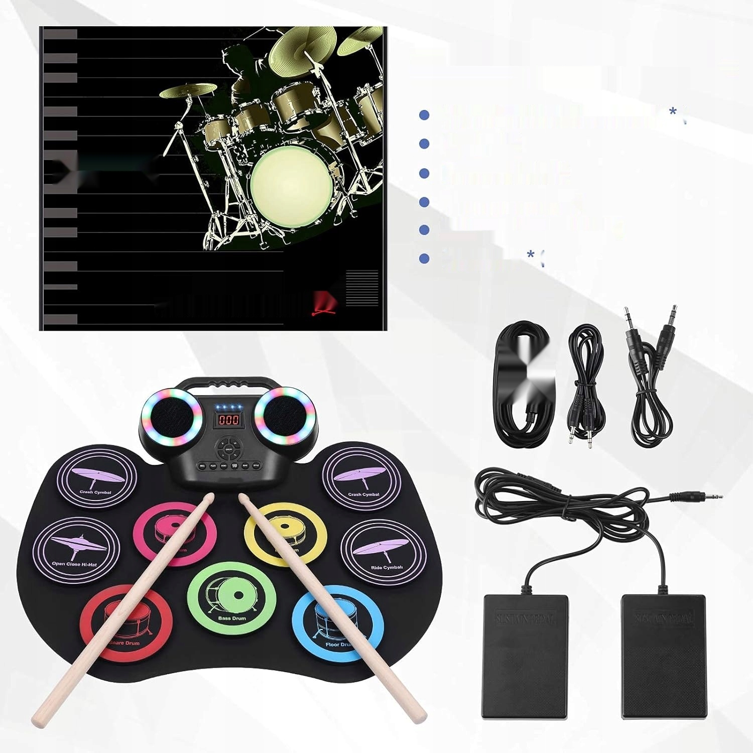 Zestaw Elektronicznych Bębnów Anpro z Dziewięcioma Padami Kod producenta AUU-YXX881US-1X