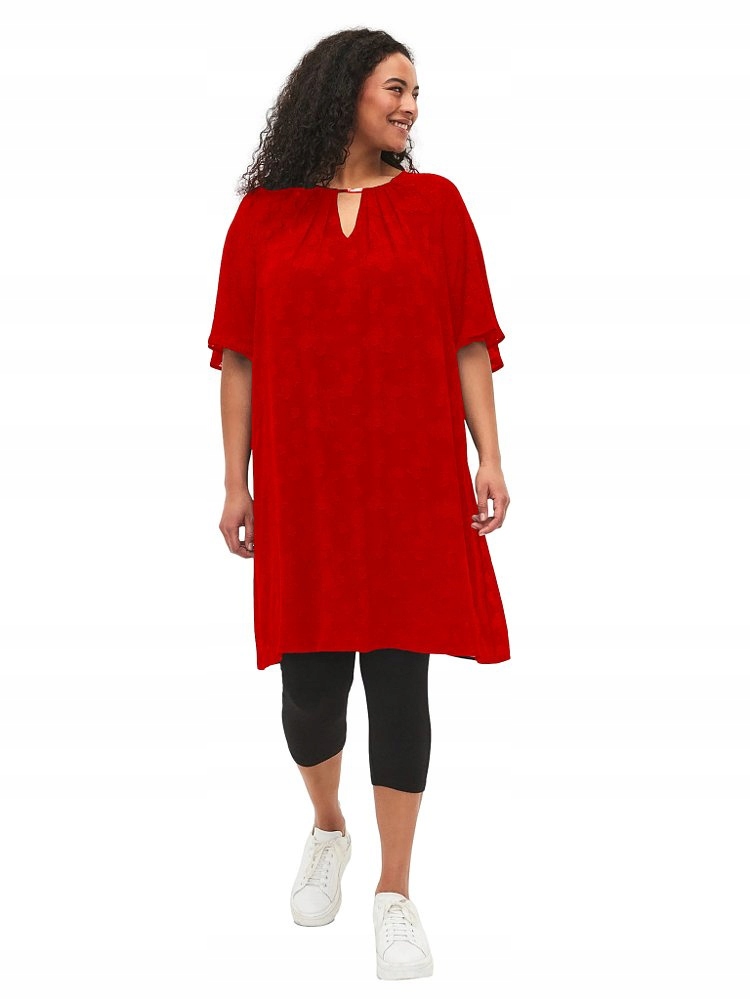 ZIZZI ELEGANCKA SUKIENKA CZERWONA ŁEZKA WZÓR PLUS SIZE 832B 46 Rozmiar 46