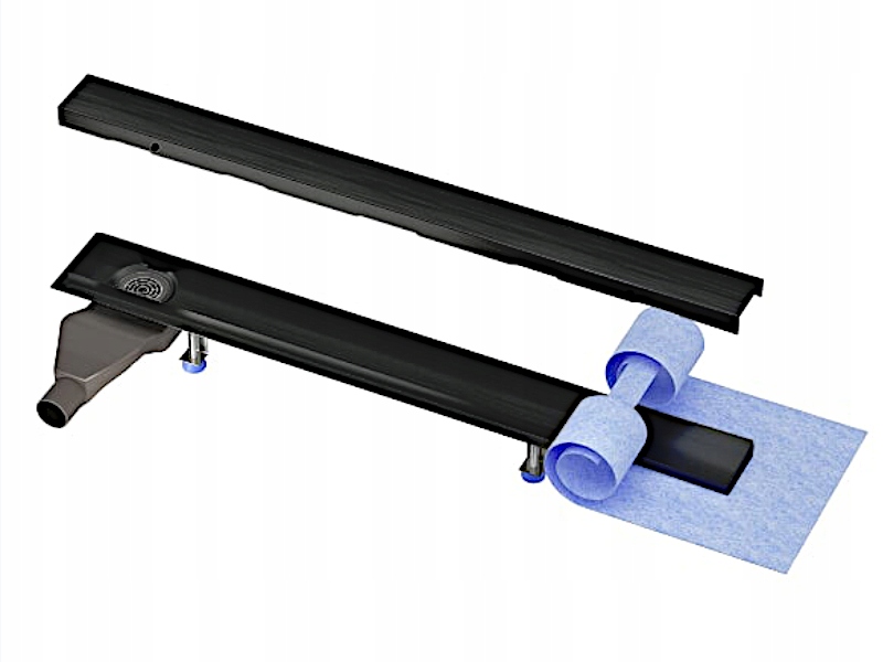 Lineárny odtok 60 cm nízky bočný čierny, kompletná sada Waterway