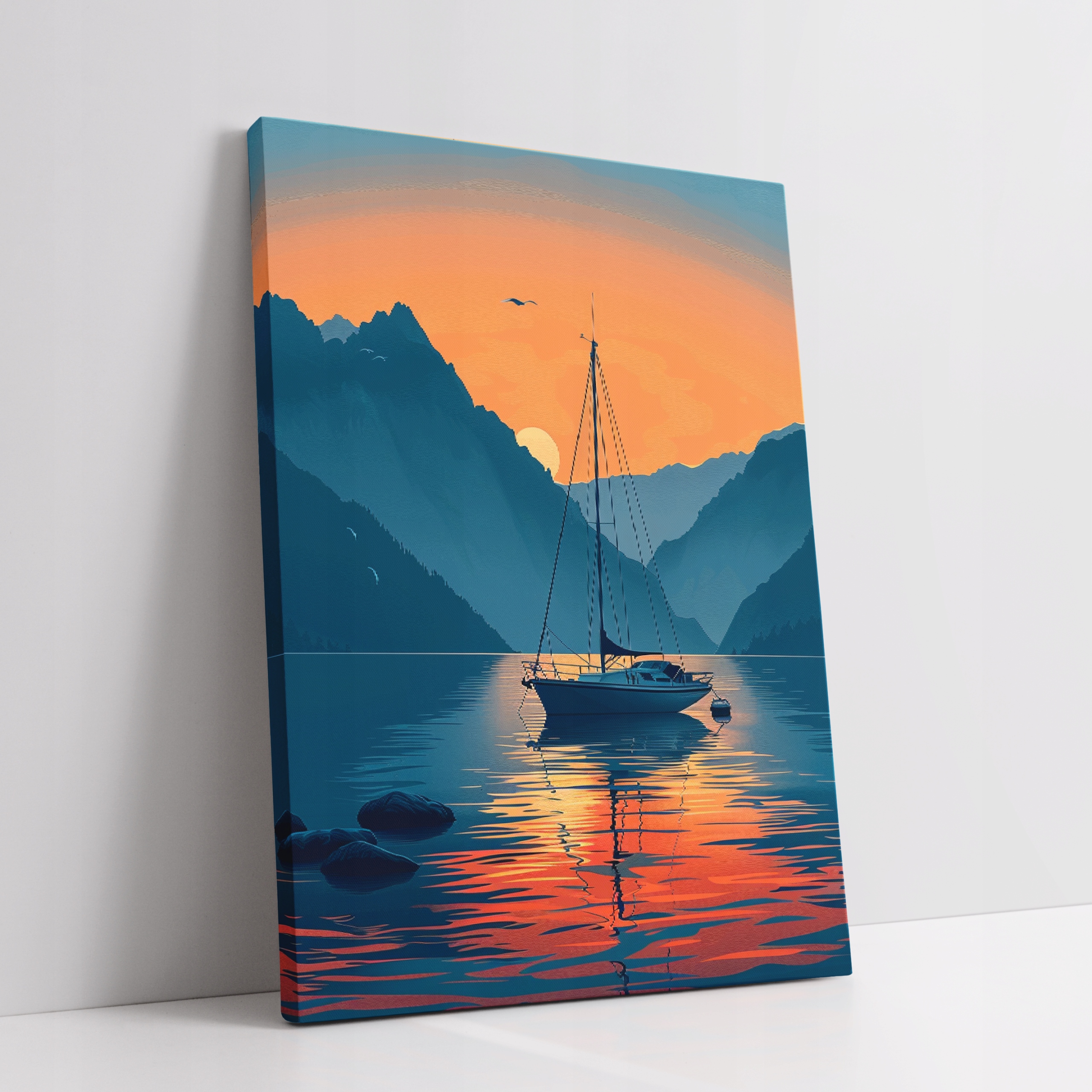 Obraz na plátně Západ slunce na moři Loď do domu obývacího pokoje 90x120