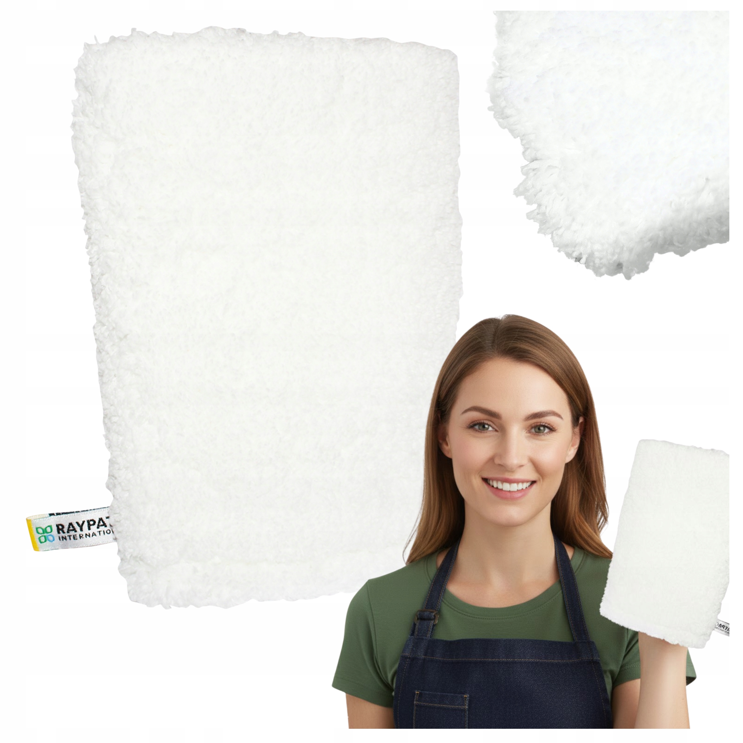 Levně Raypath Čistící rukavice na čalounění koberců Bílá M 15x22 cm Na mokro