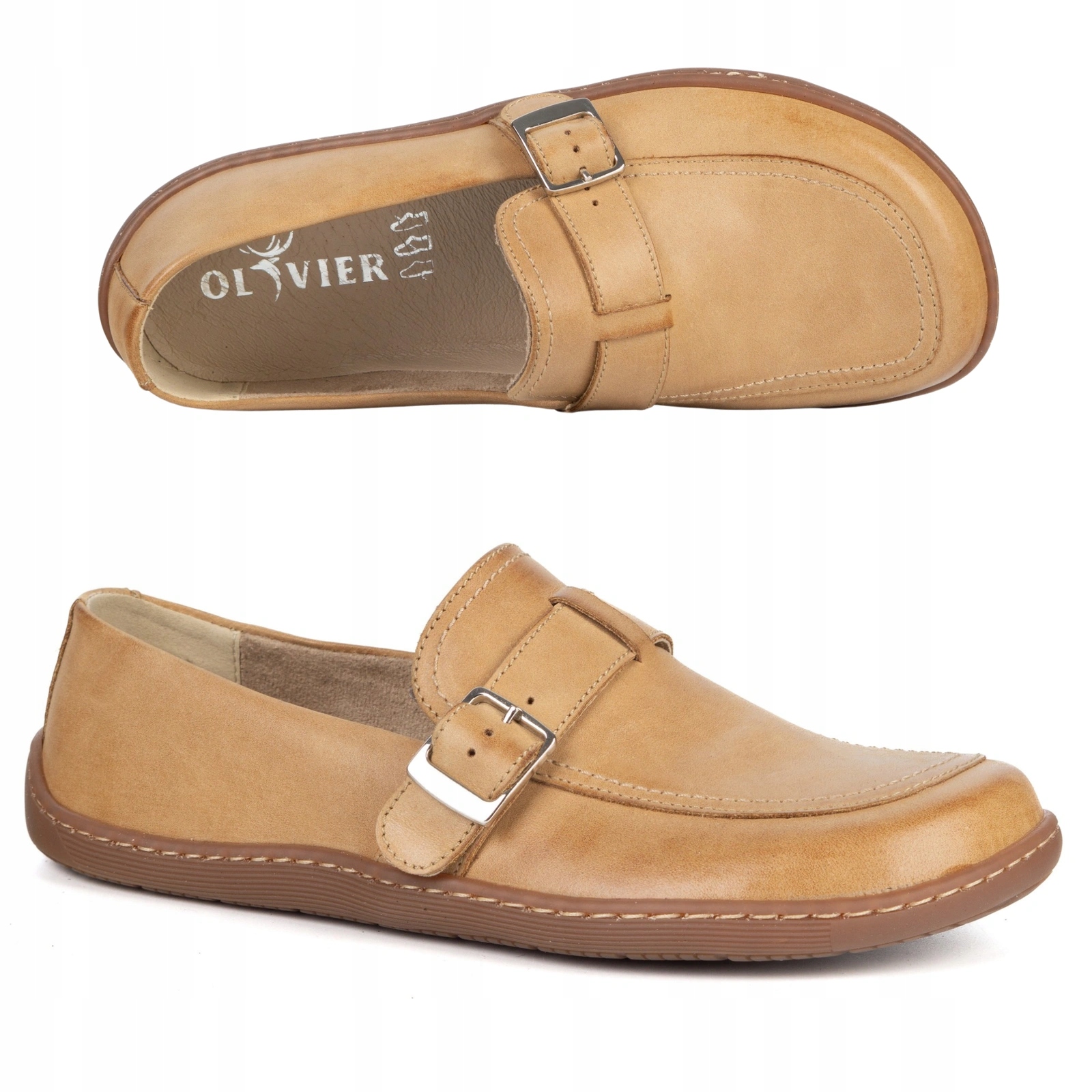 Dámské kožené barefoot boty Olivier Anna spona červená 42