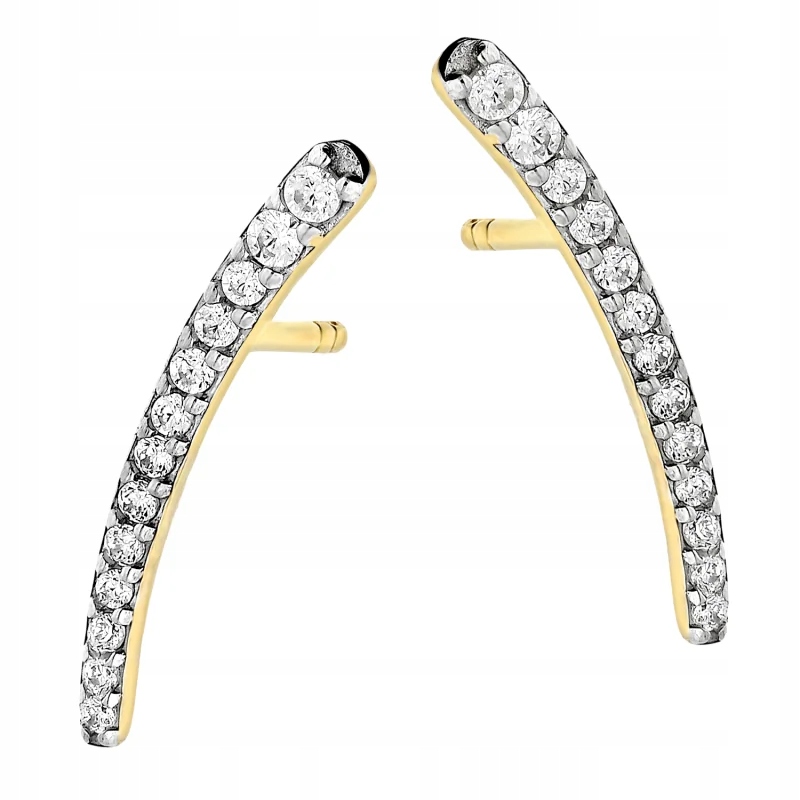 Zlaté náušnice 585 s kubickou zirkonií pro ženy jako dárek 1,15g