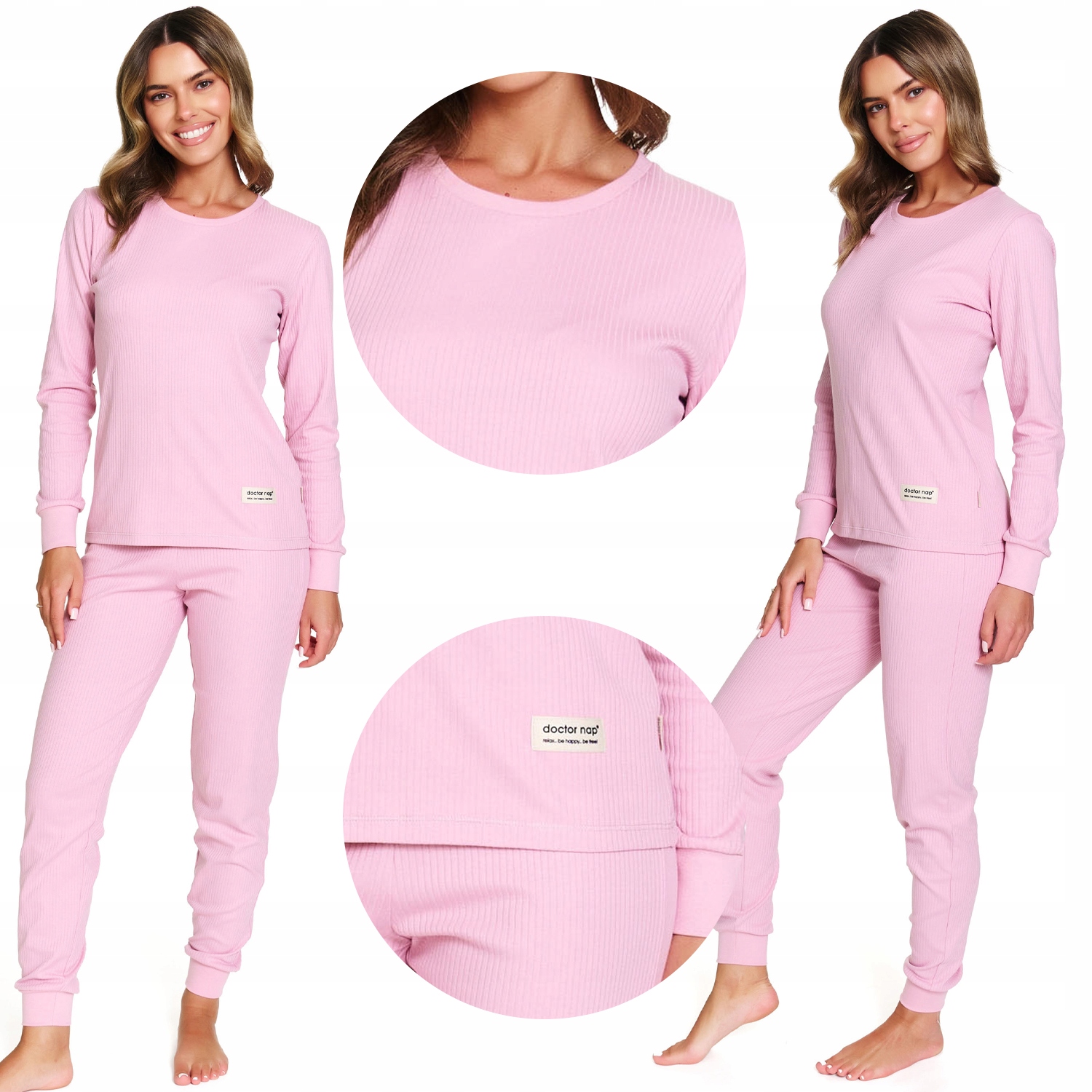 Doctor Nap PM.7349 papaya pruhy bavlna růžová dlouhá XL Pyžamo