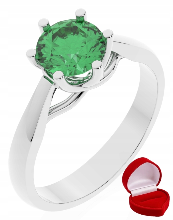 Zlatý Prstýnek 585 14k Smaragd 1 ct Bílé Zlato R23