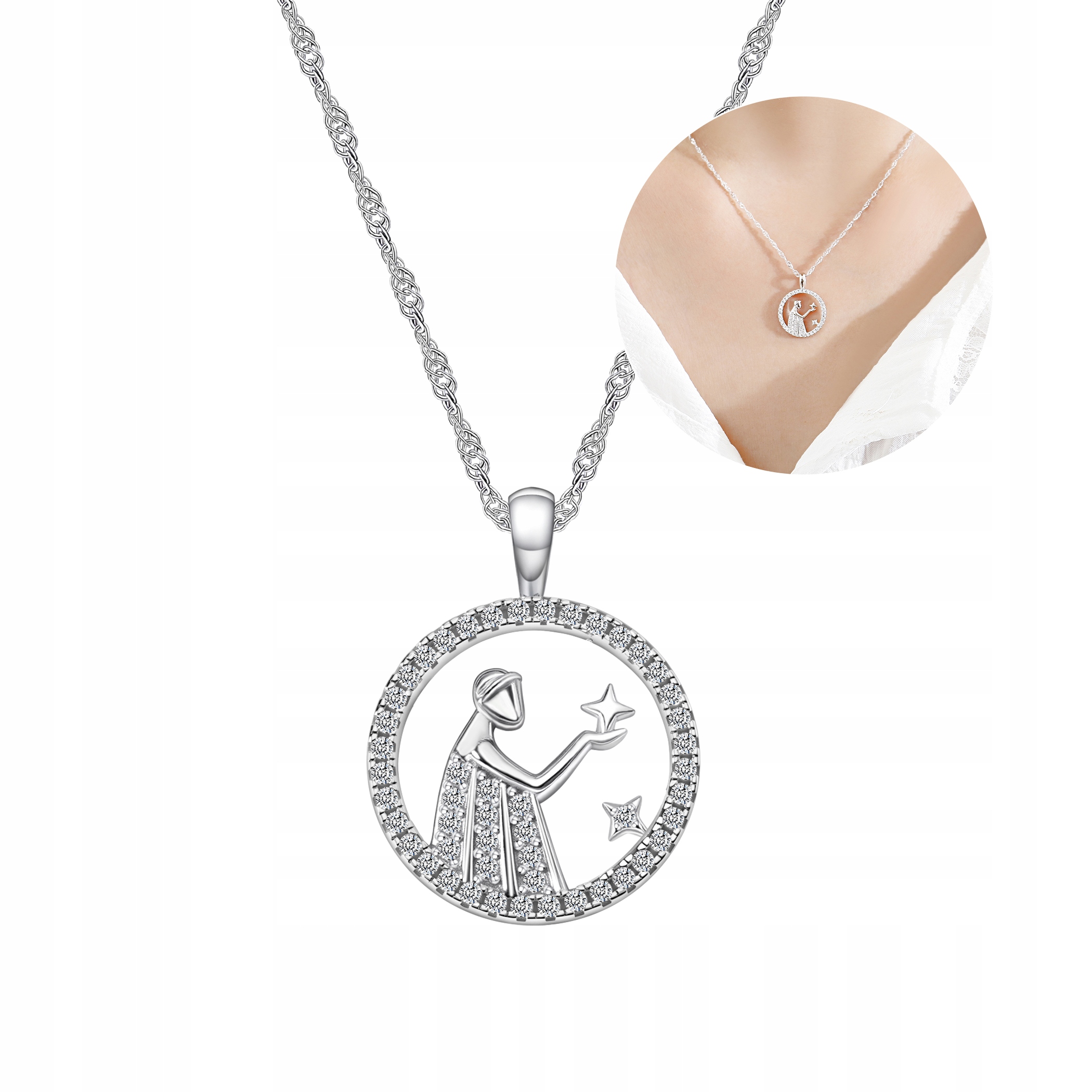 Stříbrný dámský náhrdelník stříbro znamení zvěrokruhu panna stříbro o ryzosti 925