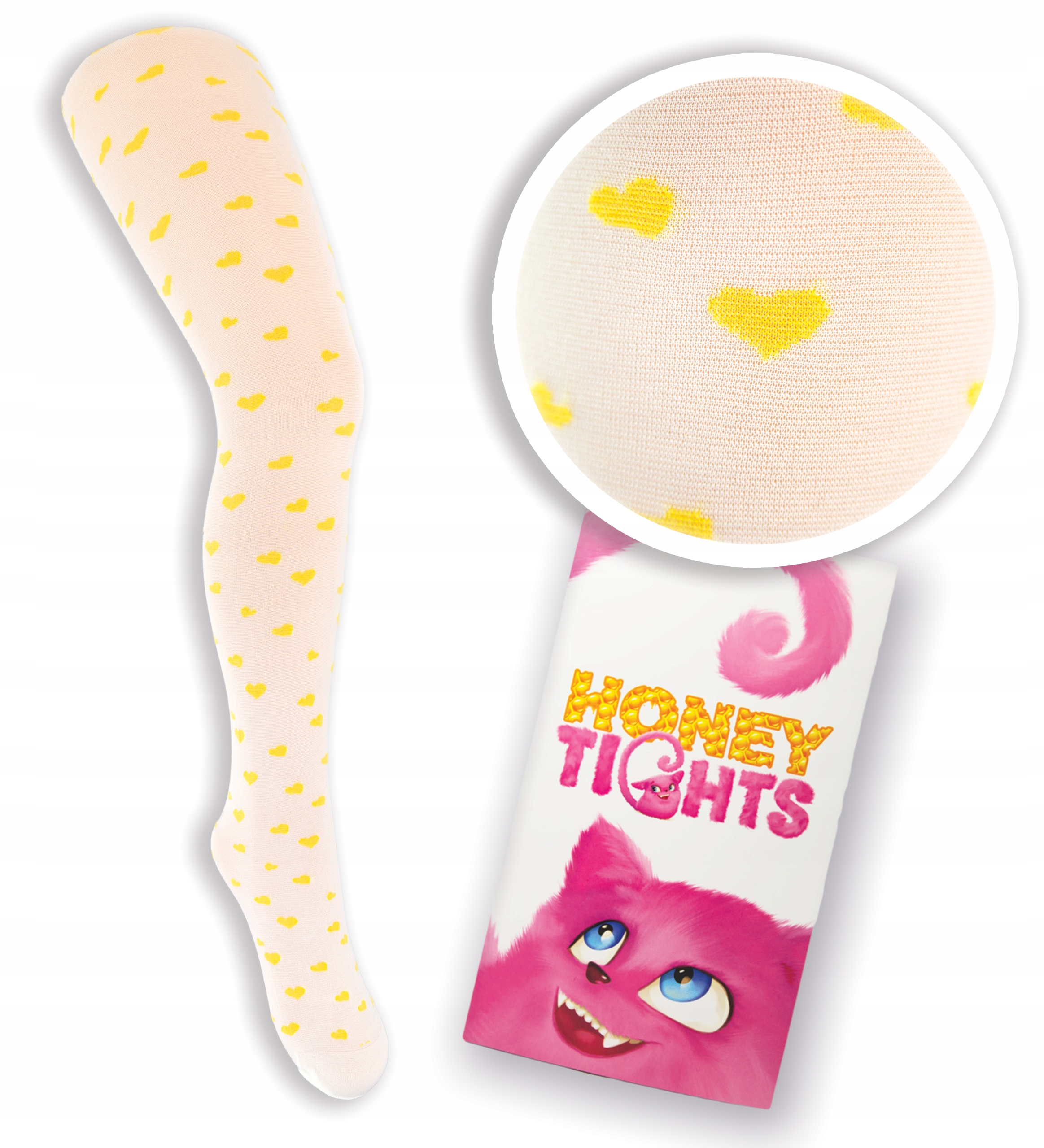 

Włoskie Rajstopy Honey Tights Żółte Serca 140-146