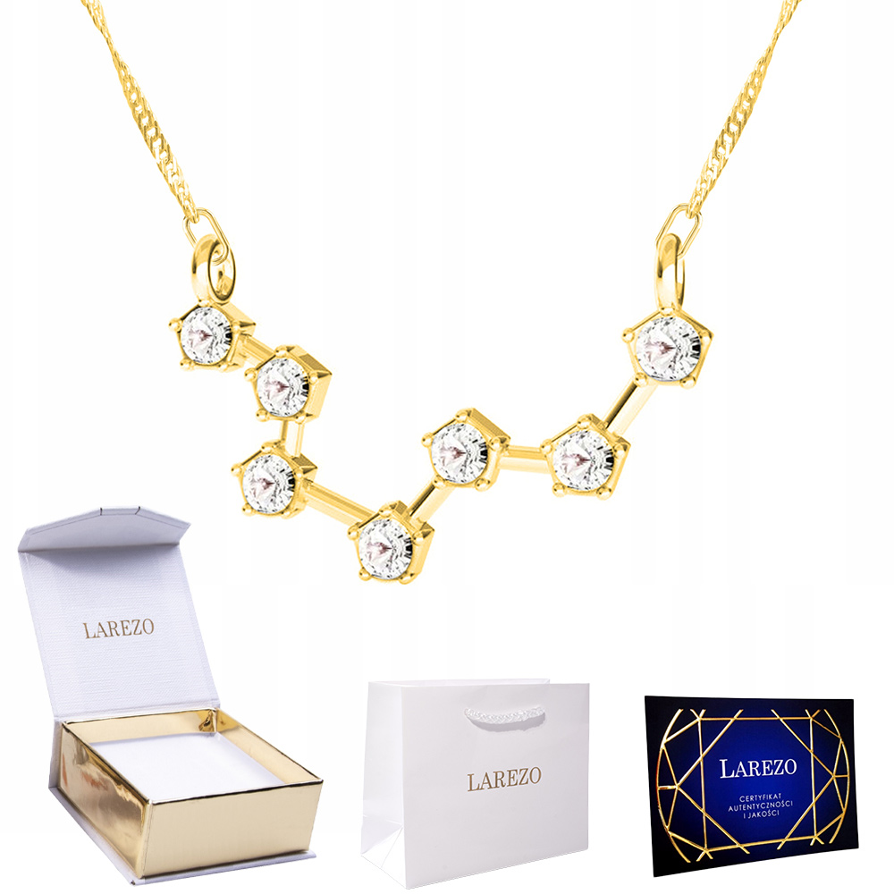 Zlatý náhrdelník 925 se znamením zvěrokruhu a zirkony Ryby Znamení zvěrokruhu Ryba