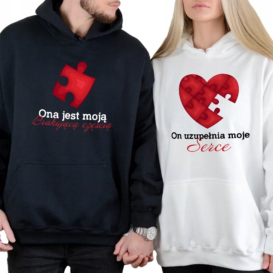 Set Bavlněná Mikina pro zamilovaný pár Dárek Valentýna Puzzle S