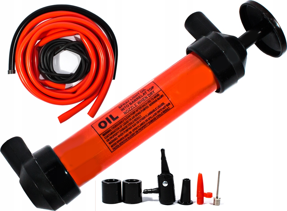 POMPKA RĘCZNA 4W1 DO SPUSZCZANIA PALIWA OLEJU WODY POMPOWANIA ROWERU PIŁEK